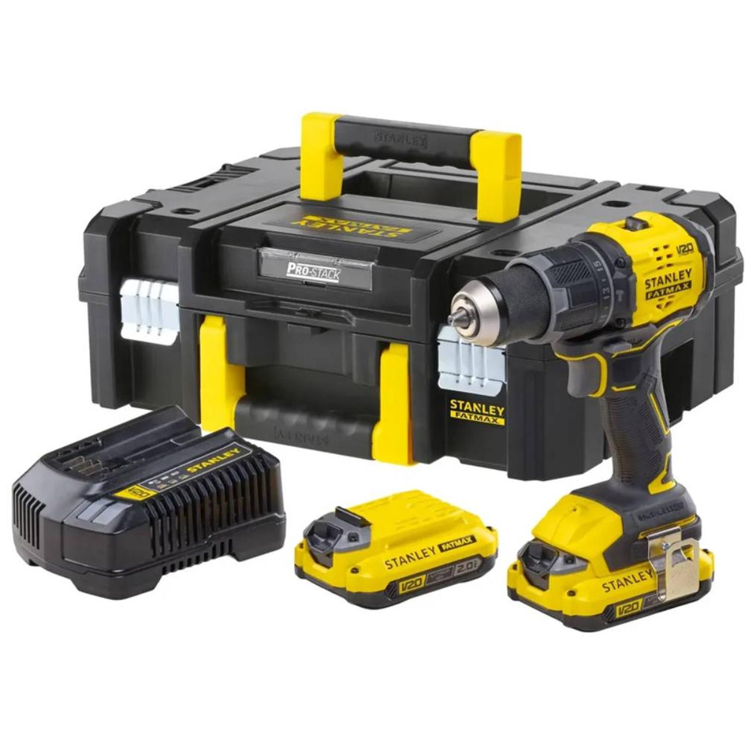 TALADRO PERCUTOR 1/2' 20V 50NM BRUSHLESS INC 2BAT Y CARG STANLEY SBD716D2T-B2 - 1