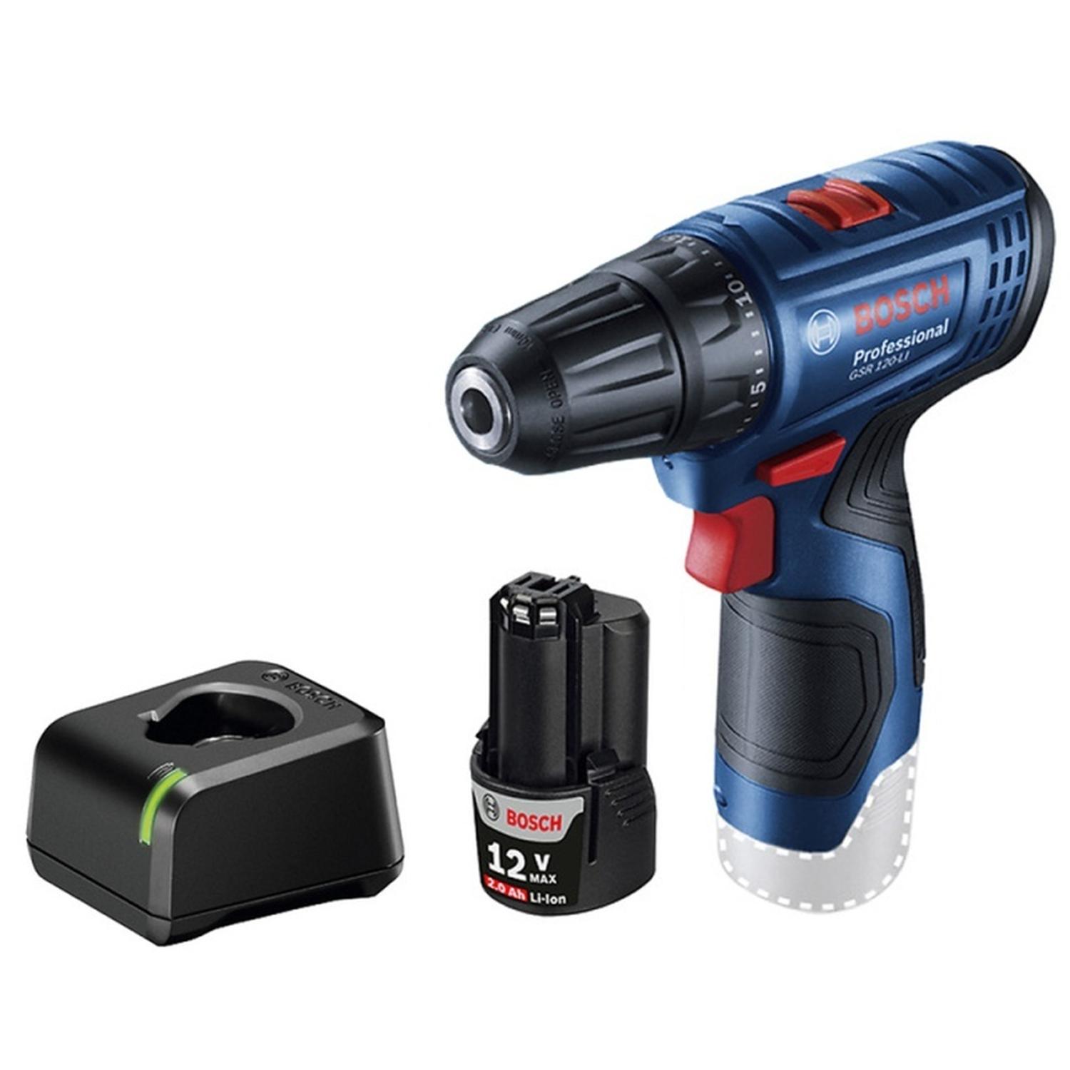 NIVEL LÁSER COMBINADO VERDE 15MTS GCL 2-15 G + TALADRO ATORNILLADOR 3/8' 12V 30NM BOSCH GSR 120-LI 0 - 6