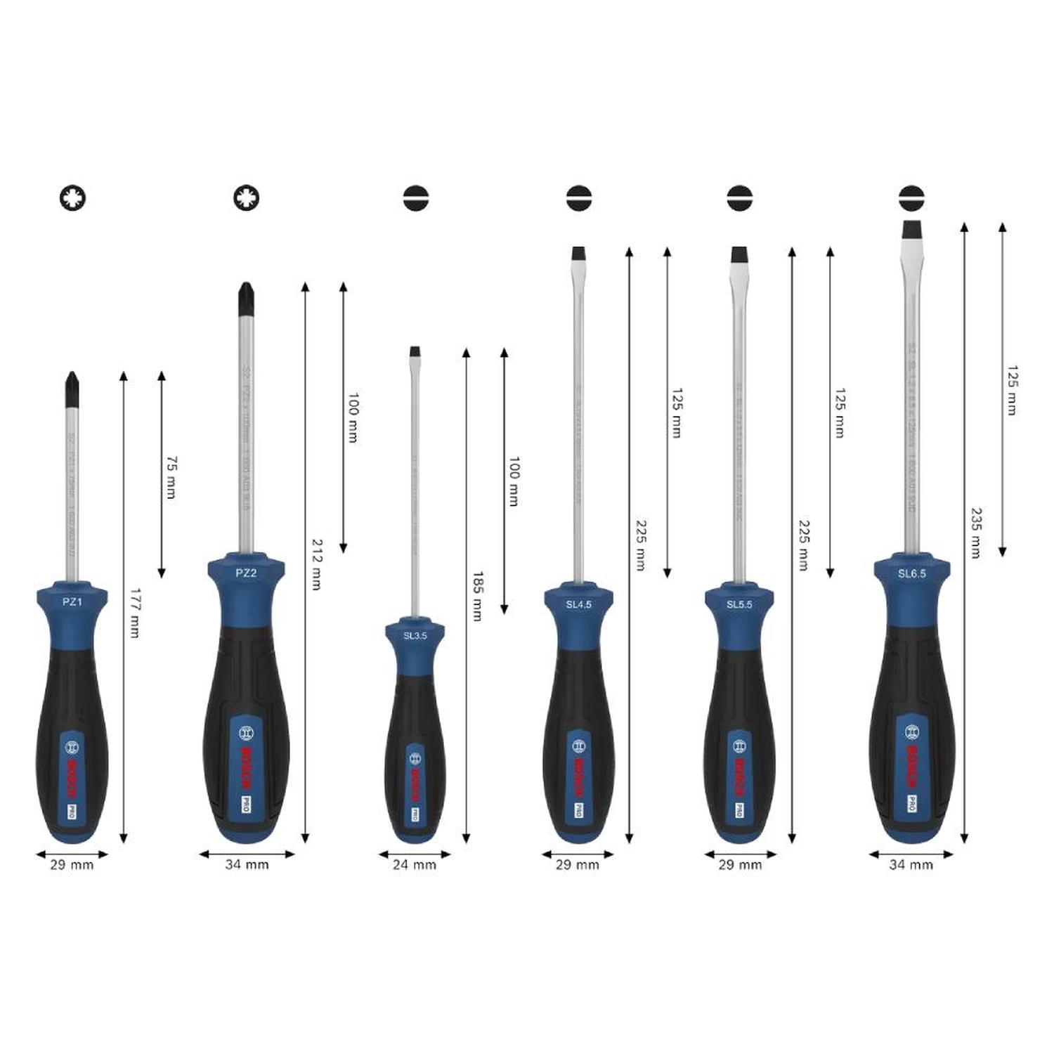 JUEGO DESTORNILLADOR PZ/SL 6PZ BOSCH 1600.A03.HU4-000 - 2