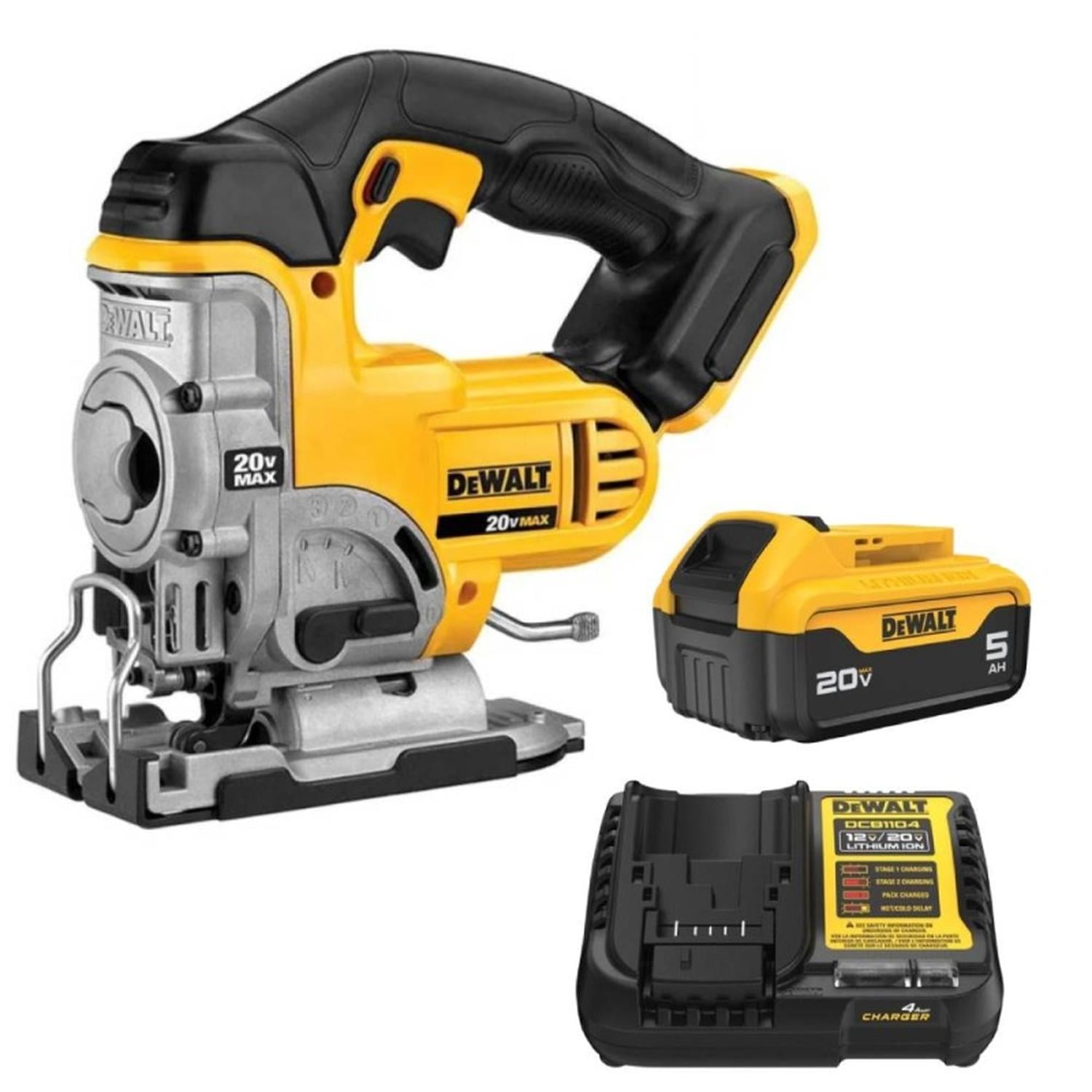 SIERRA CALADORA 1' 20V DCS331B + BATERÍA 20V MAX 5.0 AH DCB205-B3 + CARGADOR 12V / 20V DCB1104-B2 DE - 1