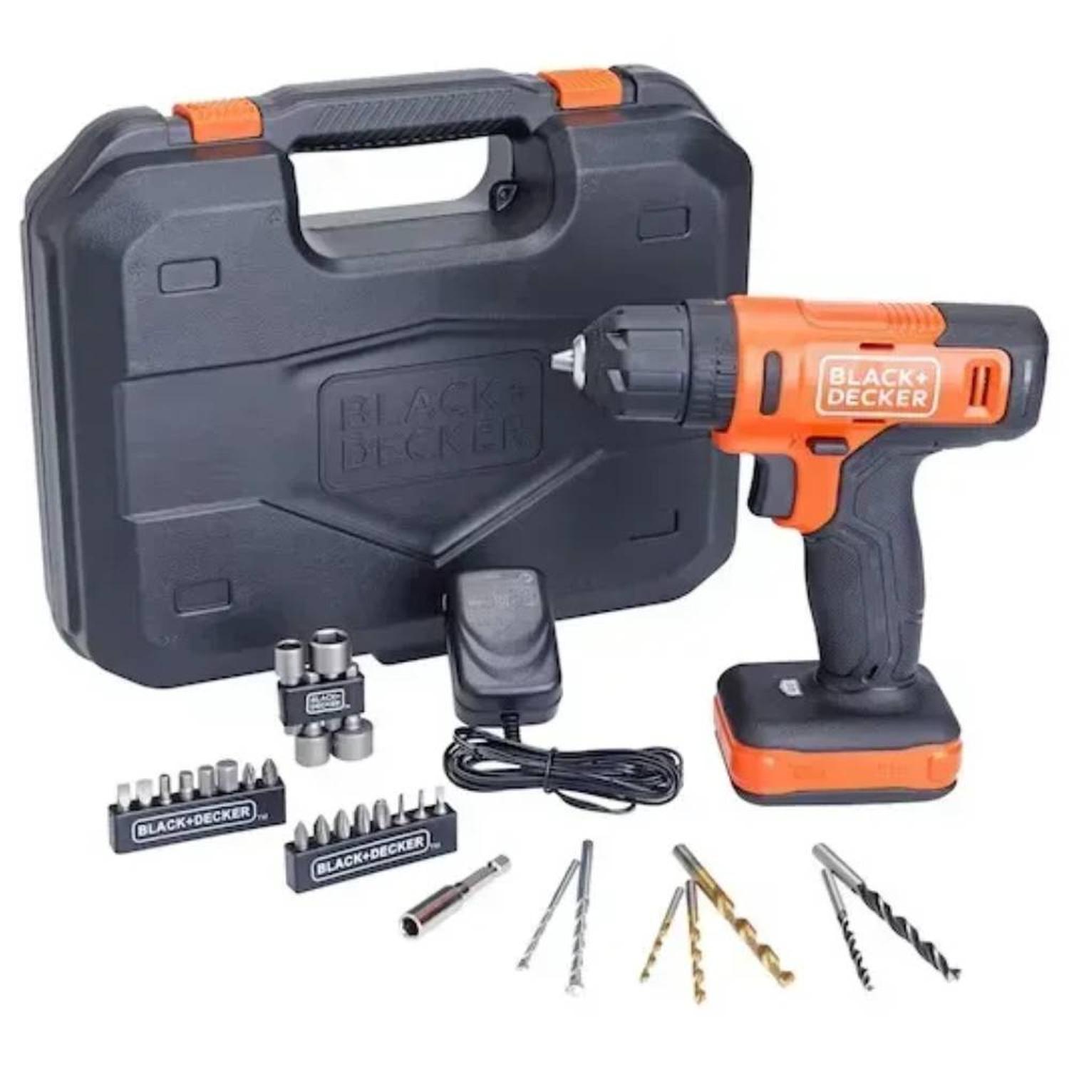 TALADRO PERCUTOR 12V 3/8' 900 RPM + 17 ACCESORIOS + MALETA DE PLASTICO BLACK+DECKER BCD712VHDK-B2 - 1