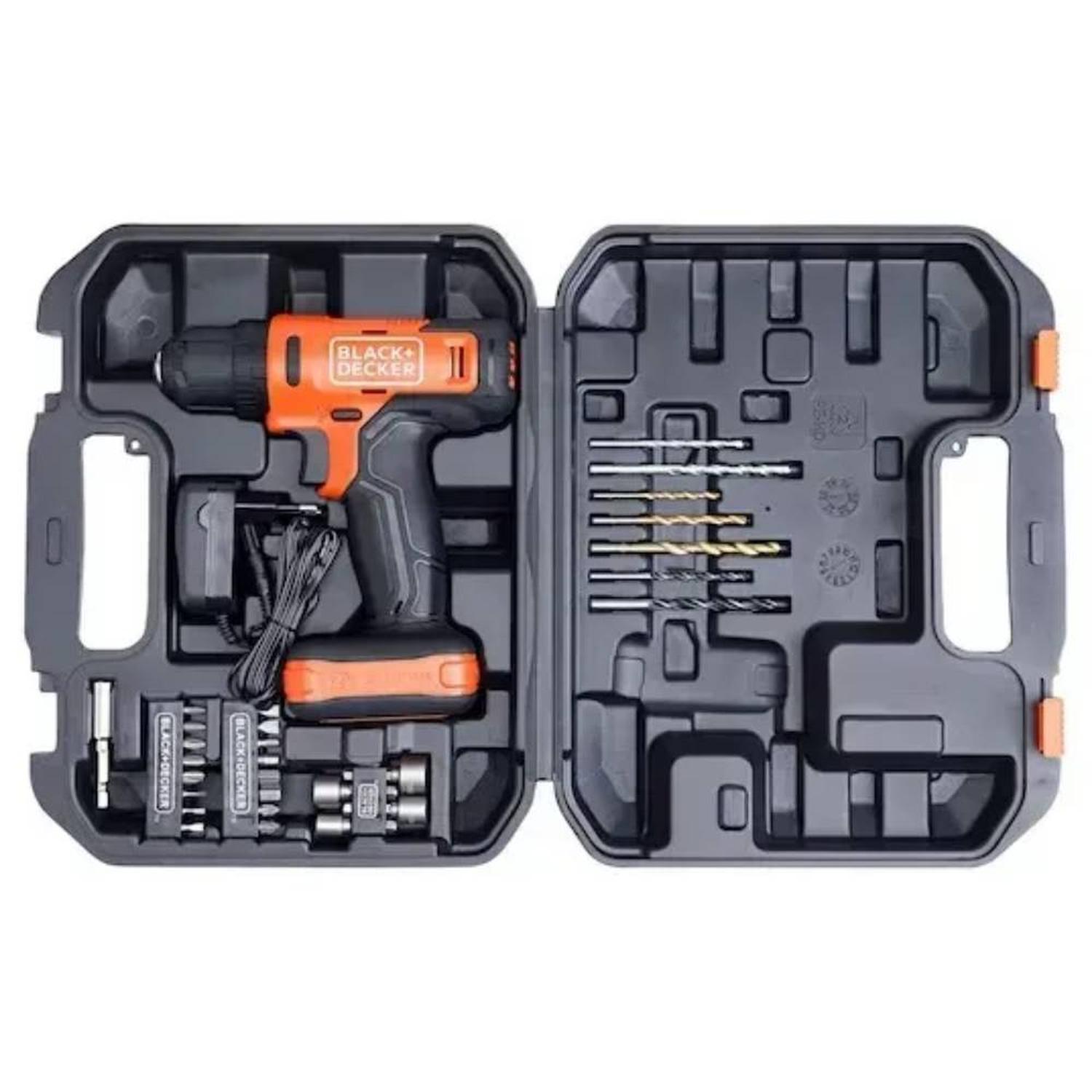 TALADRO PERCUTOR 12V 3/8' 900 RPM + 17 ACCESORIOS + MALETA DE PLASTICO BLACK+DECKER BCD712VHDK-B2 - 3