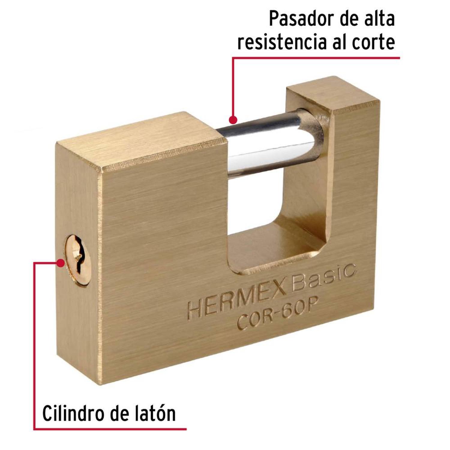 CANDADO DE HIERRO 60MM ANTIPALANCA CON LLAVE TRADICIONAL HERMEX 22518 - 3