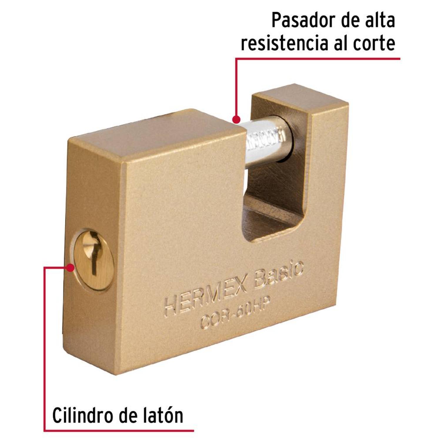 CANDADO DE HIERRO 60MM ANTIPALANCA CON LLAVE TRADICIONAL NIVEL 3 HERMEX 22516 - 4