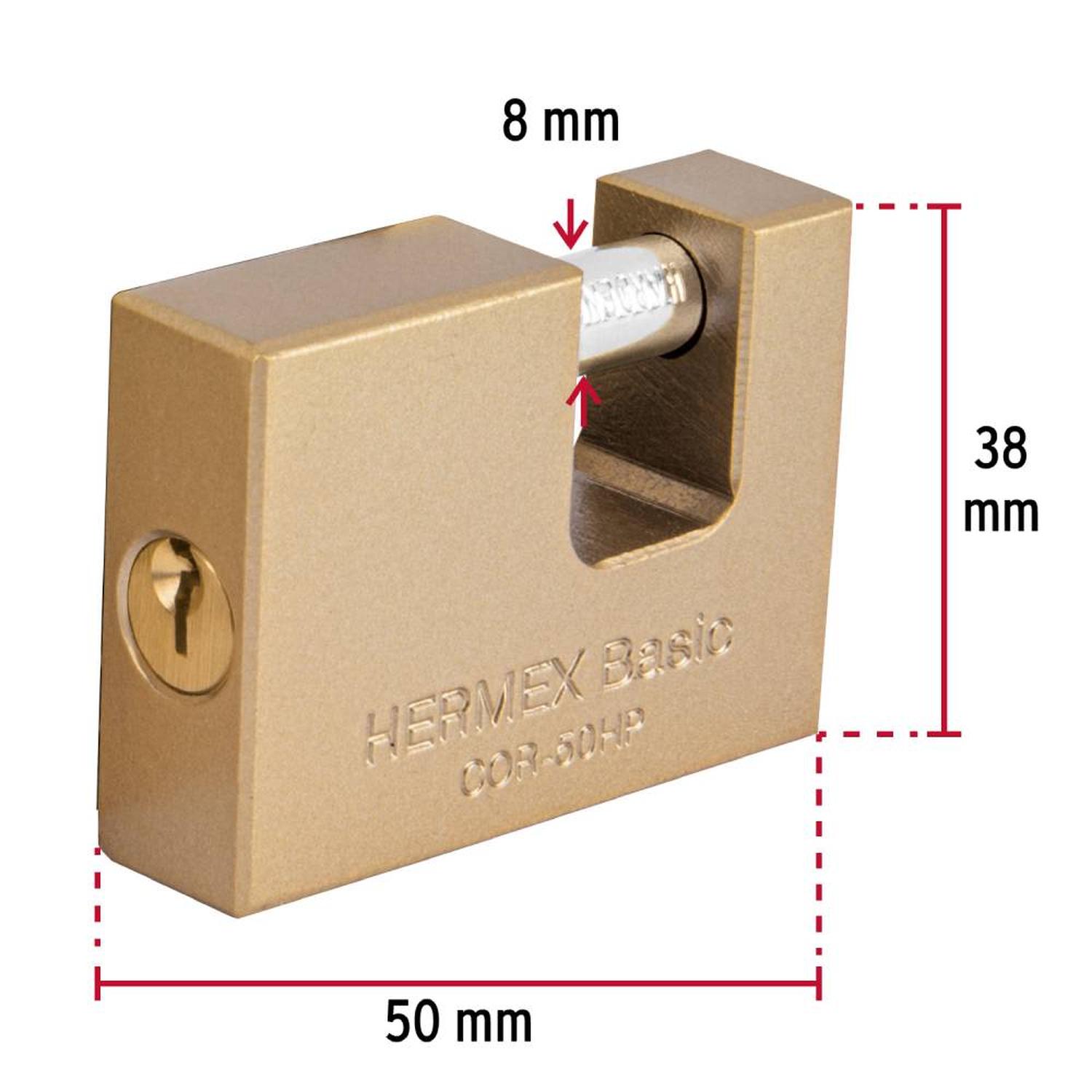 CANDADO DE HIERRO 50MM ANTIPALANCA CON LLAVE TRADICIONAL NIVEL 3 HERMEX 22515 - 2