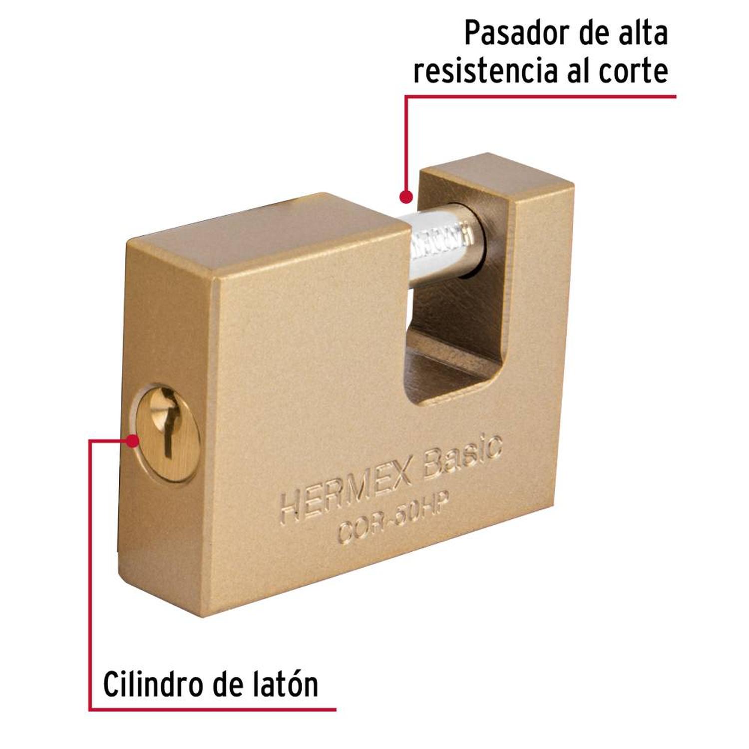 CANDADO DE HIERRO 50MM ANTIPALANCA CON LLAVE TRADICIONAL NIVEL 3 HERMEX 22515 - 3