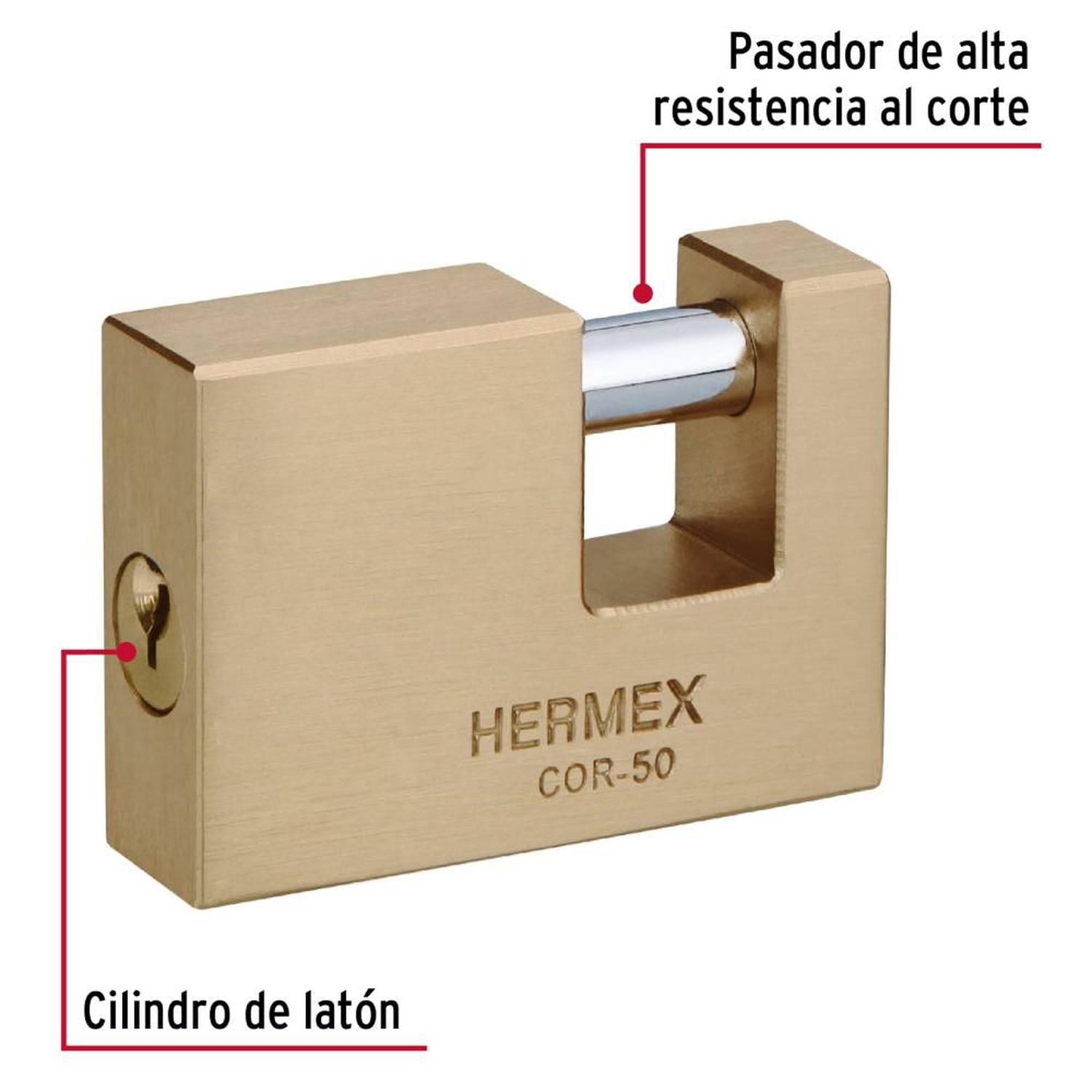 CANDADO DE HIERRO 50MM ANTIPALANCA CON LLAVE TRADICIONAL NIVEL 7 HERMEX 43355 - 4