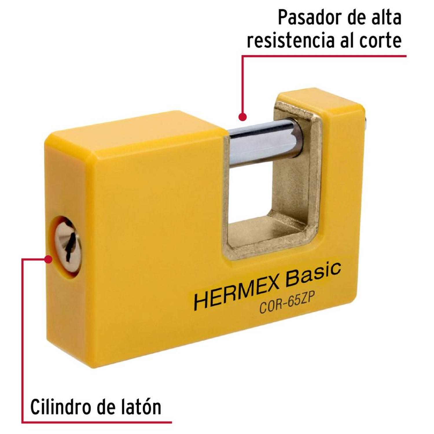 CANDADO METALICO RECUBRIMIENTO ABS 65 MM ANTIPALANCA CON LLAVE TRADICIONAL NIVEL 4 HERMEX 22514 - 4
