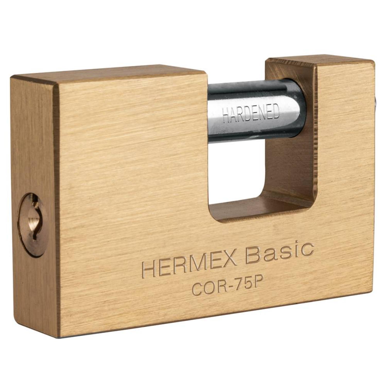 CANDADO DE LATÓN 75 MM ANTIPALANCA CON LLAVE TRADICIONAL NIVEL 6 HERMEX 23512 - 1