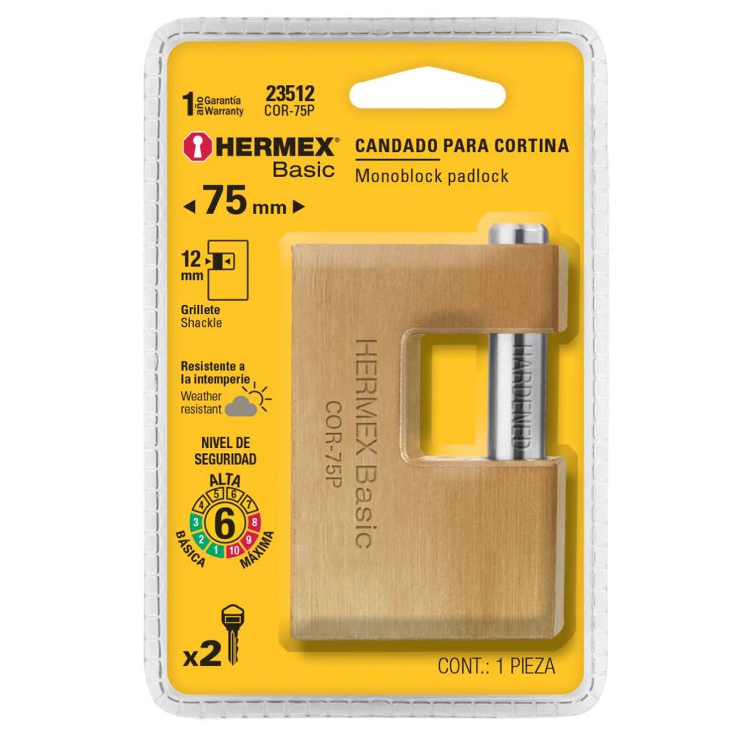 CANDADO DE LATÓN 75 MM ANTIPALANCA CON LLAVE TRADICIONAL NIVEL 6 HERMEX 23512 - 3
