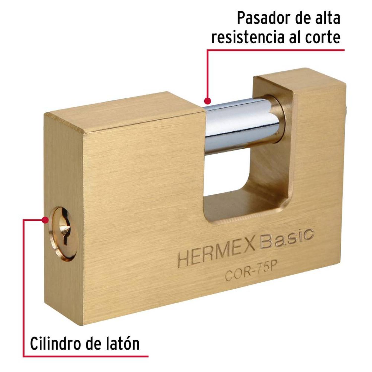 CANDADO DE LATÓN 75 MM ANTIPALANCA CON LLAVE TRADICIONAL NIVEL 6 HERMEX 23512 - 4