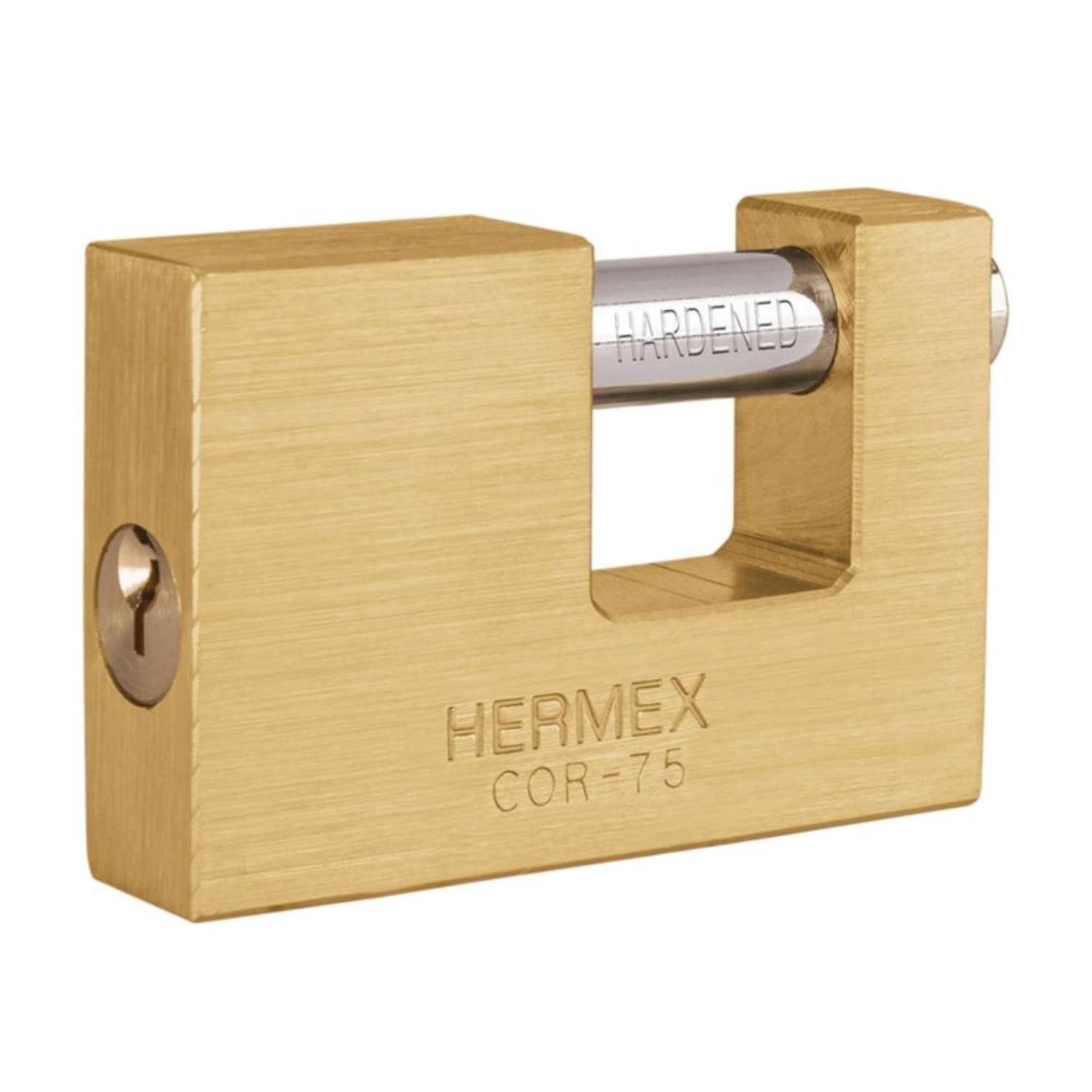 CANDADO DE LATÓN 75 MM ANTIPALANCA CON LLAVE TRADICIONAL NIVEL 8 HERMEX 43357 - 1