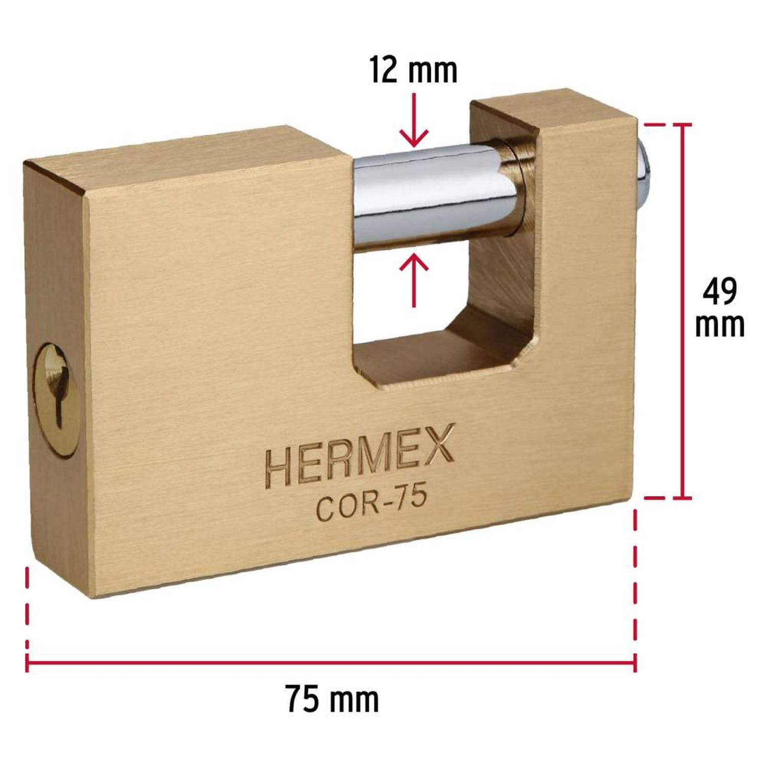 CANDADO DE LATÓN 75 MM ANTIPALANCA CON LLAVE TRADICIONAL NIVEL 8 HERMEX 43357 - 3