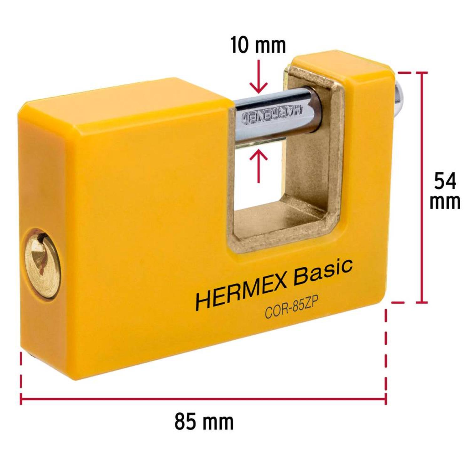 CANDADO METALICO RECUBRIMIENTO ABS 85 MM ANTIPALANCA CON LLAVE TRADICIONAL NIVEL 6 HERMEX 27088 - 2