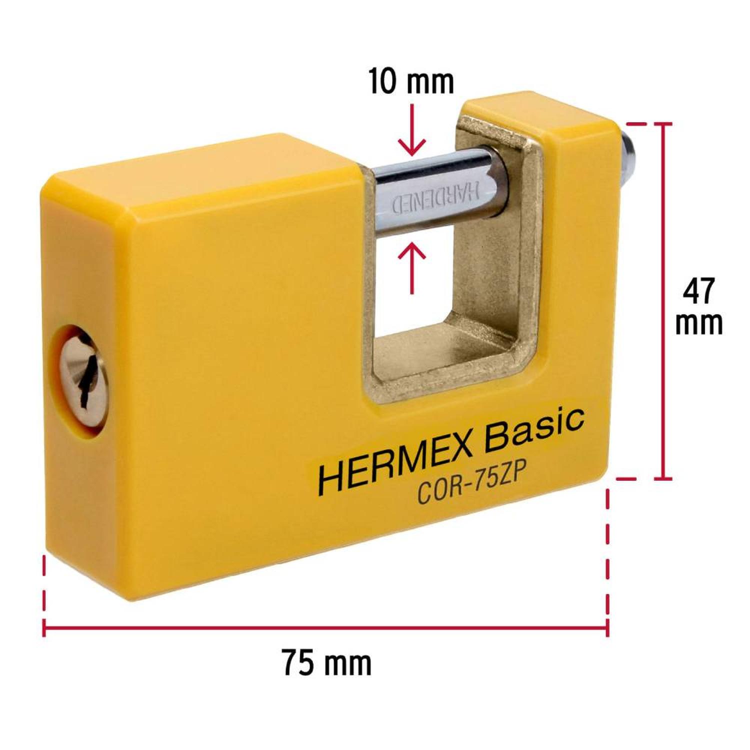 CANDADO METALICO RECUBRIMIENTO ABS 75 MM ANTIPALANCA CON LLAVE TRADICIONAL NIVEL 5 HERMEX 23524 - 3
