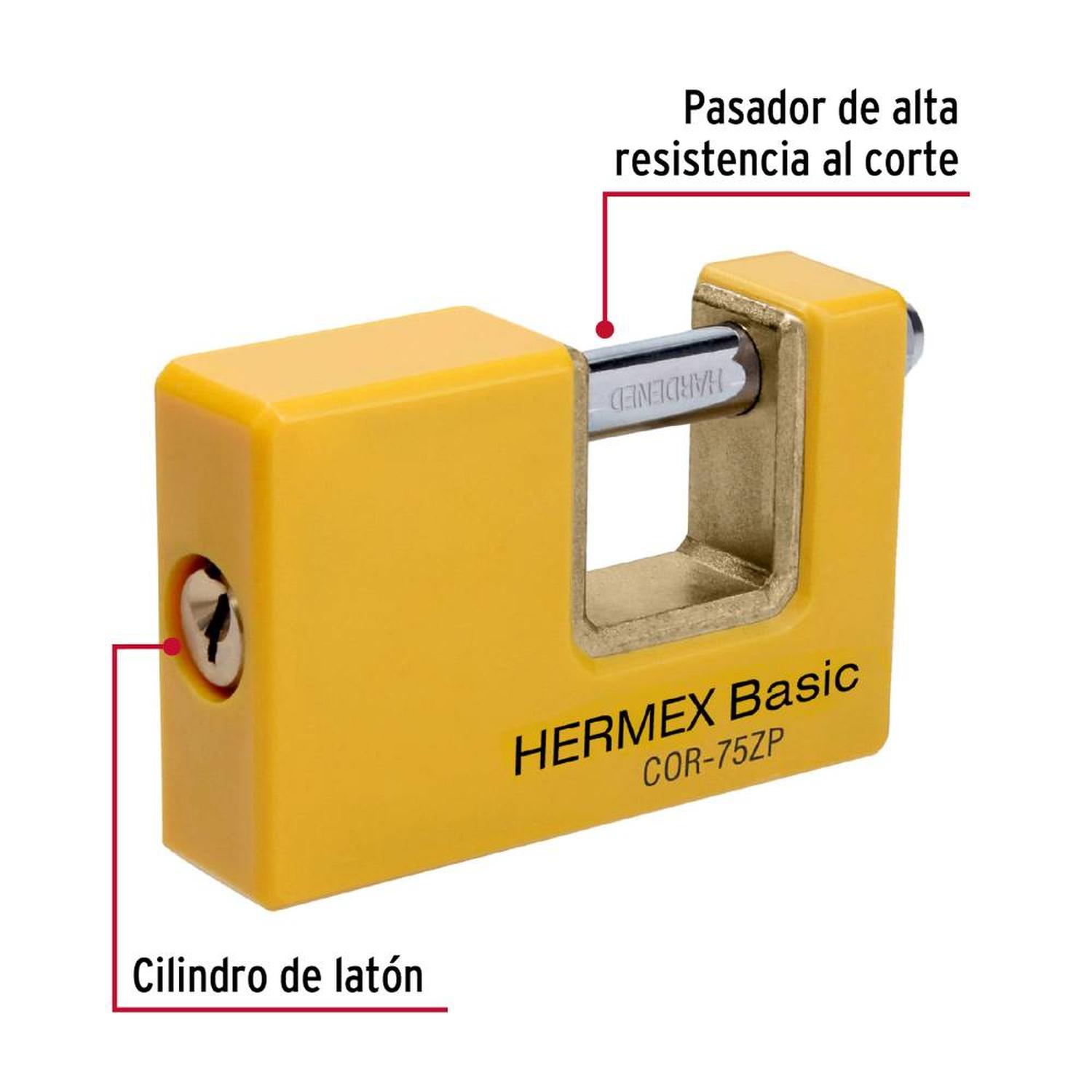 CANDADO METALICO RECUBRIMIENTO ABS 75 MM ANTIPALANCA CON LLAVE TRADICIONAL NIVEL 5 HERMEX 23524 - 4