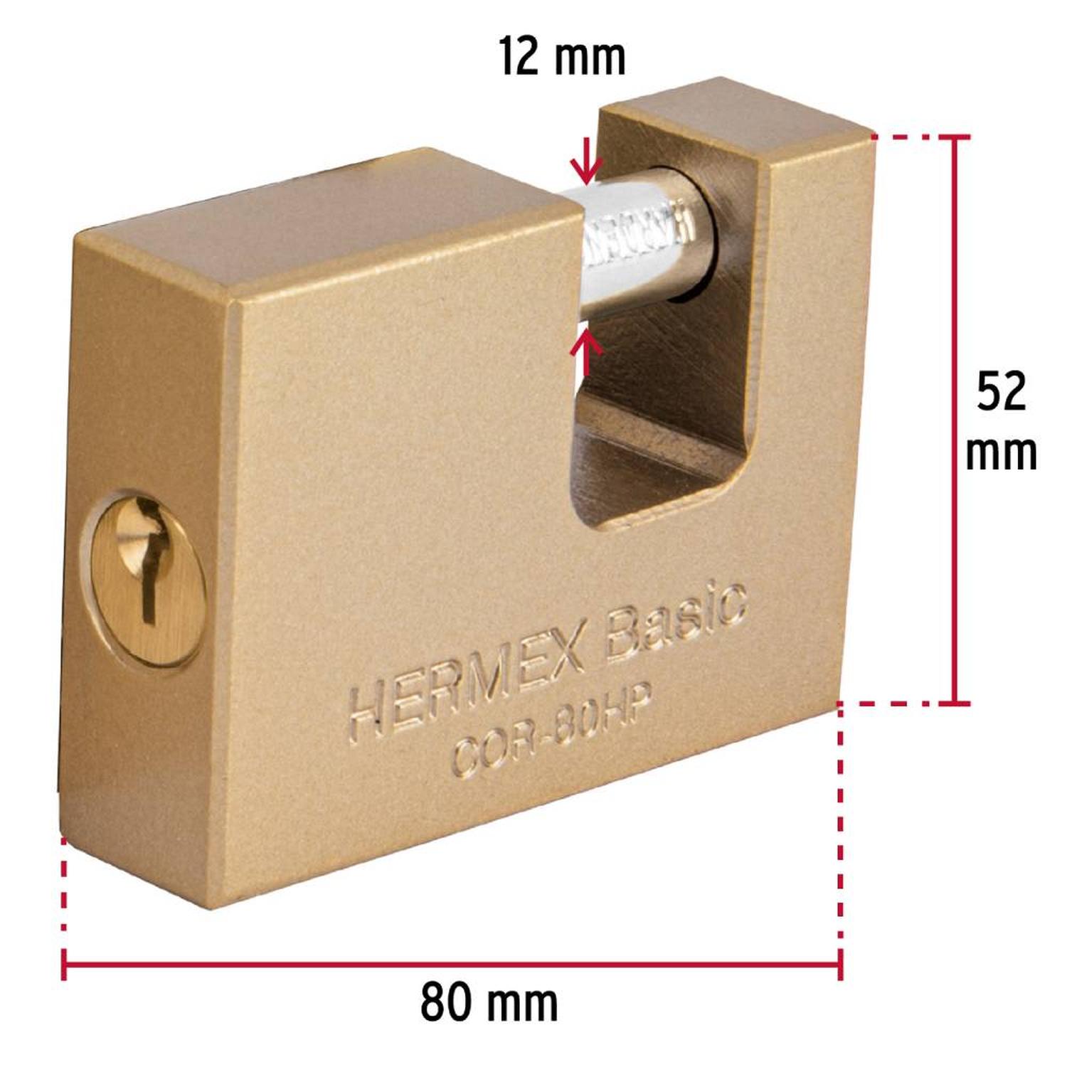 CANDADO DE HIERRO 80MM ANTIPALANCA CON LLAVE TRADICIONAL NIVEL 4 HERMEX 22517 - 2
