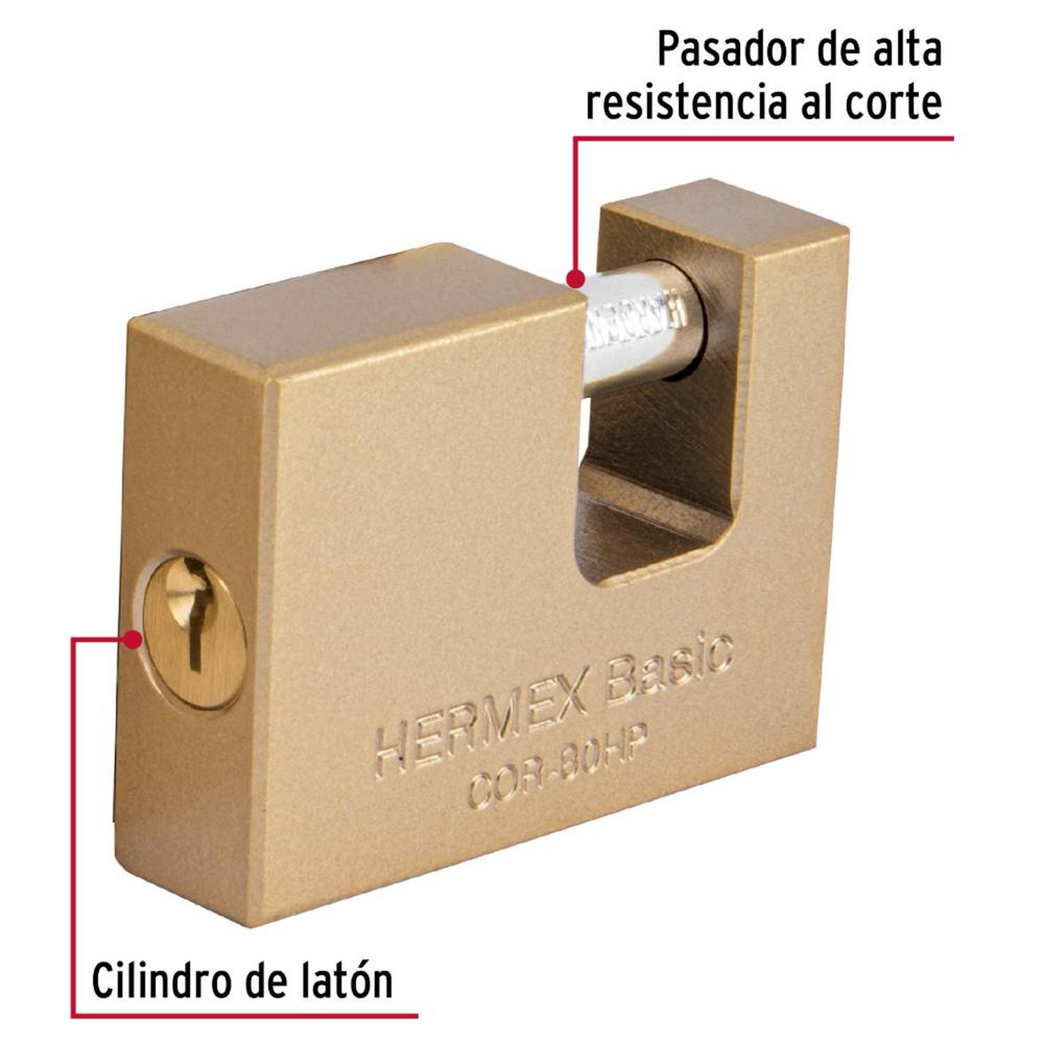 CANDADO DE HIERRO 80MM ANTIPALANCA CON LLAVE TRADICIONAL NIVEL 4 HERMEX 22517 - 3