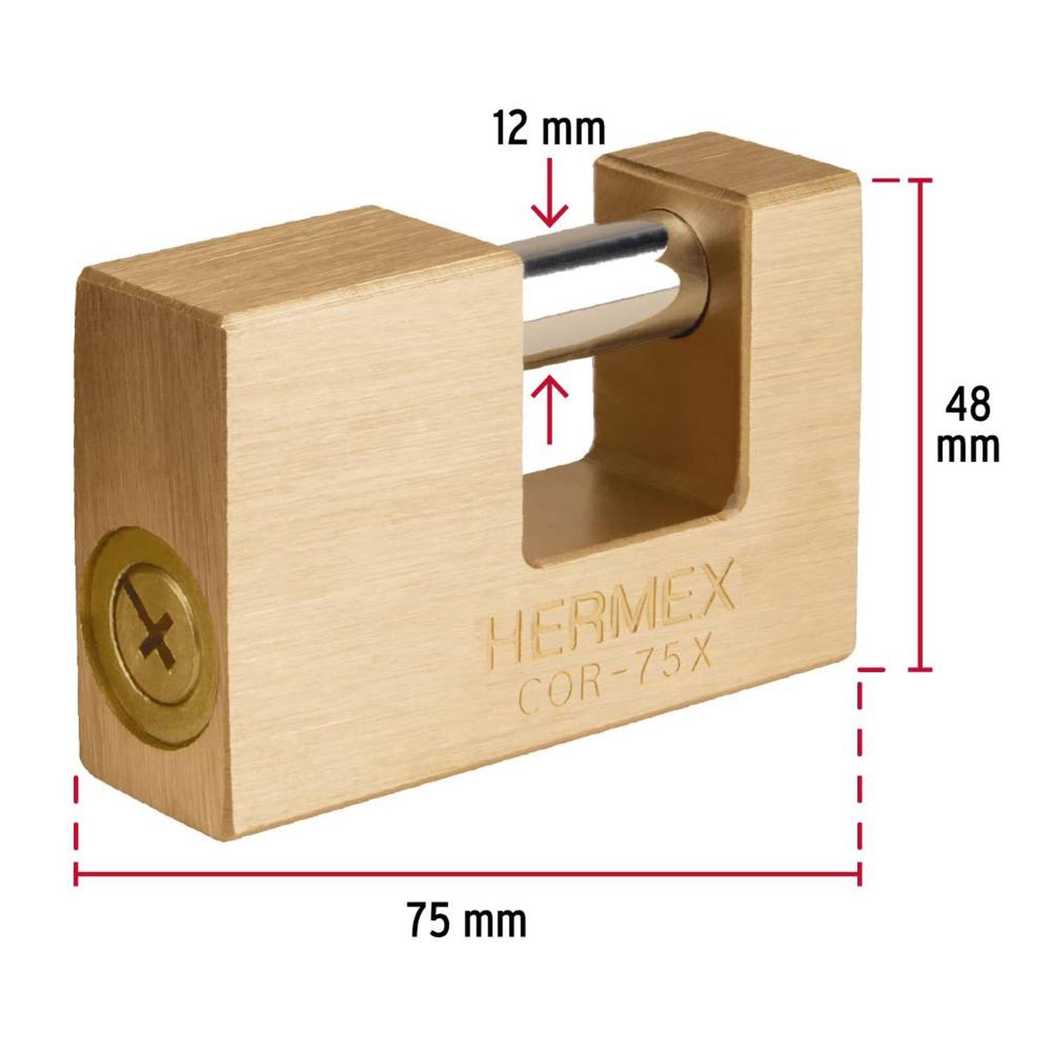 CANDADO DE LATÓN 75 MM ANTIPALANCA CON LLAVE TETRA NIVEL 9 HERMEX 43353 - 3