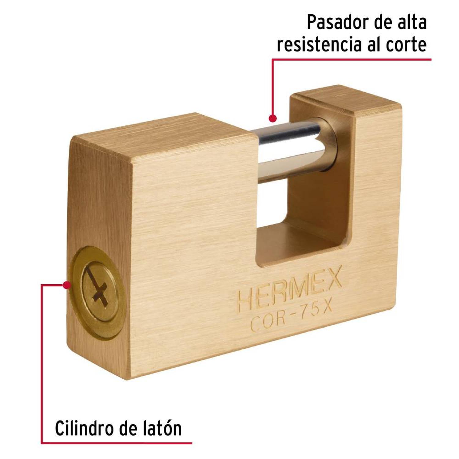CANDADO DE LATÓN 75 MM ANTIPALANCA CON LLAVE TETRA NIVEL 9 HERMEX 43353 - 4
