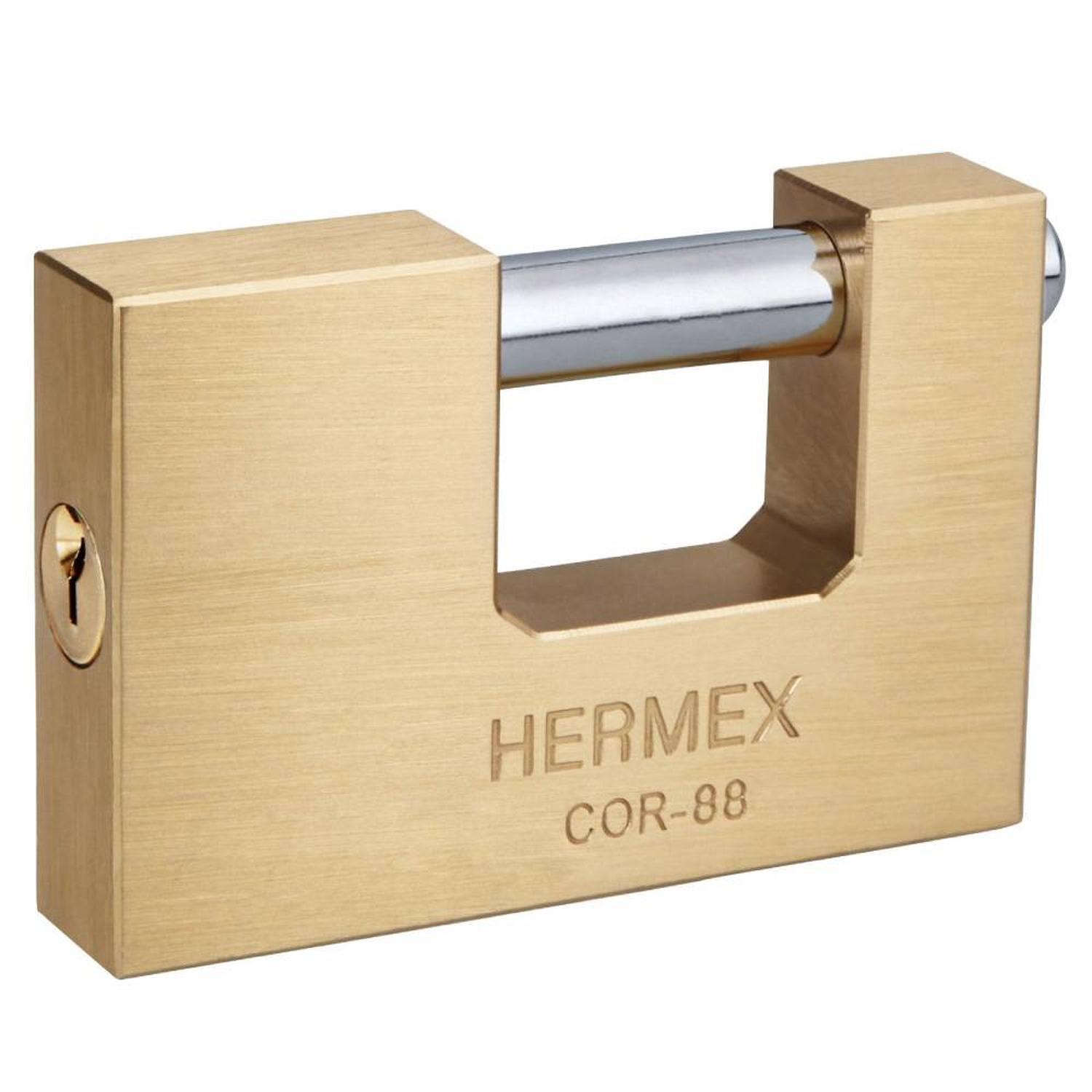 CANDADO DE LATÓN 88 MM ANTIPALANCA CON LLAVE TRADICIONAL NIVEL 8 HERMEX 43358 - 1