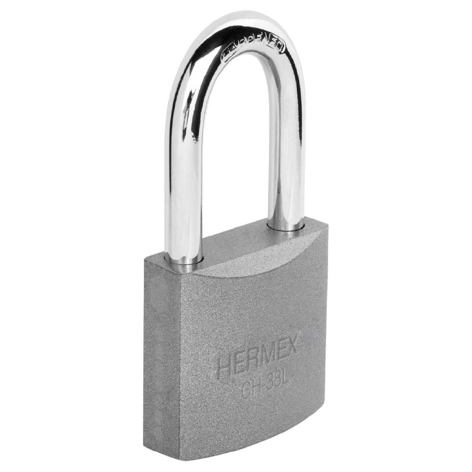 CANDADO DE HIERRO ARCO LARGO 38 MM CON LLAVE TRADICIONAL NIVEL 3 HERMEX 43323 - 1