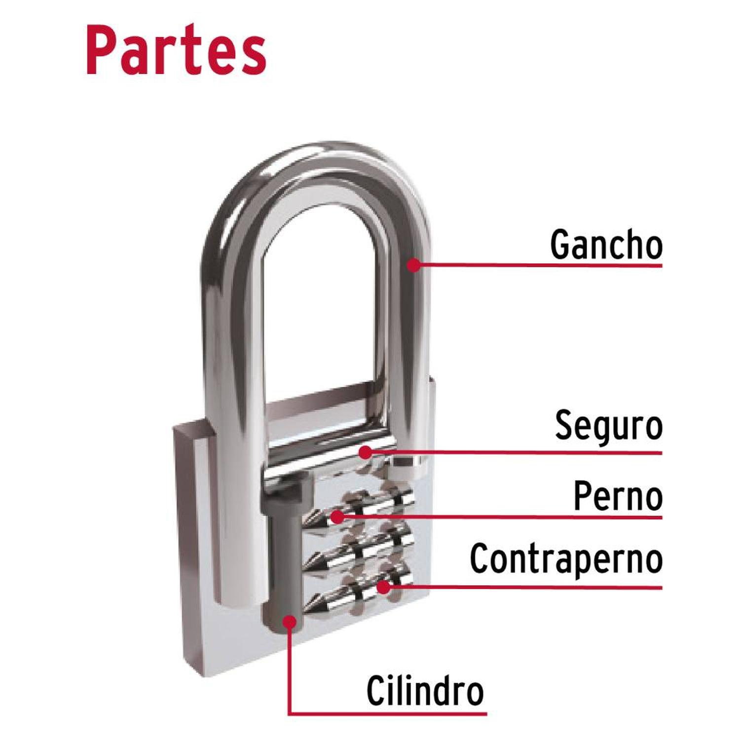 CANDADO DE HIERRO ARCO LARGO 38 MM CON LLAVE TRADICIONAL NIVEL 3 HERMEX 43323 - 4