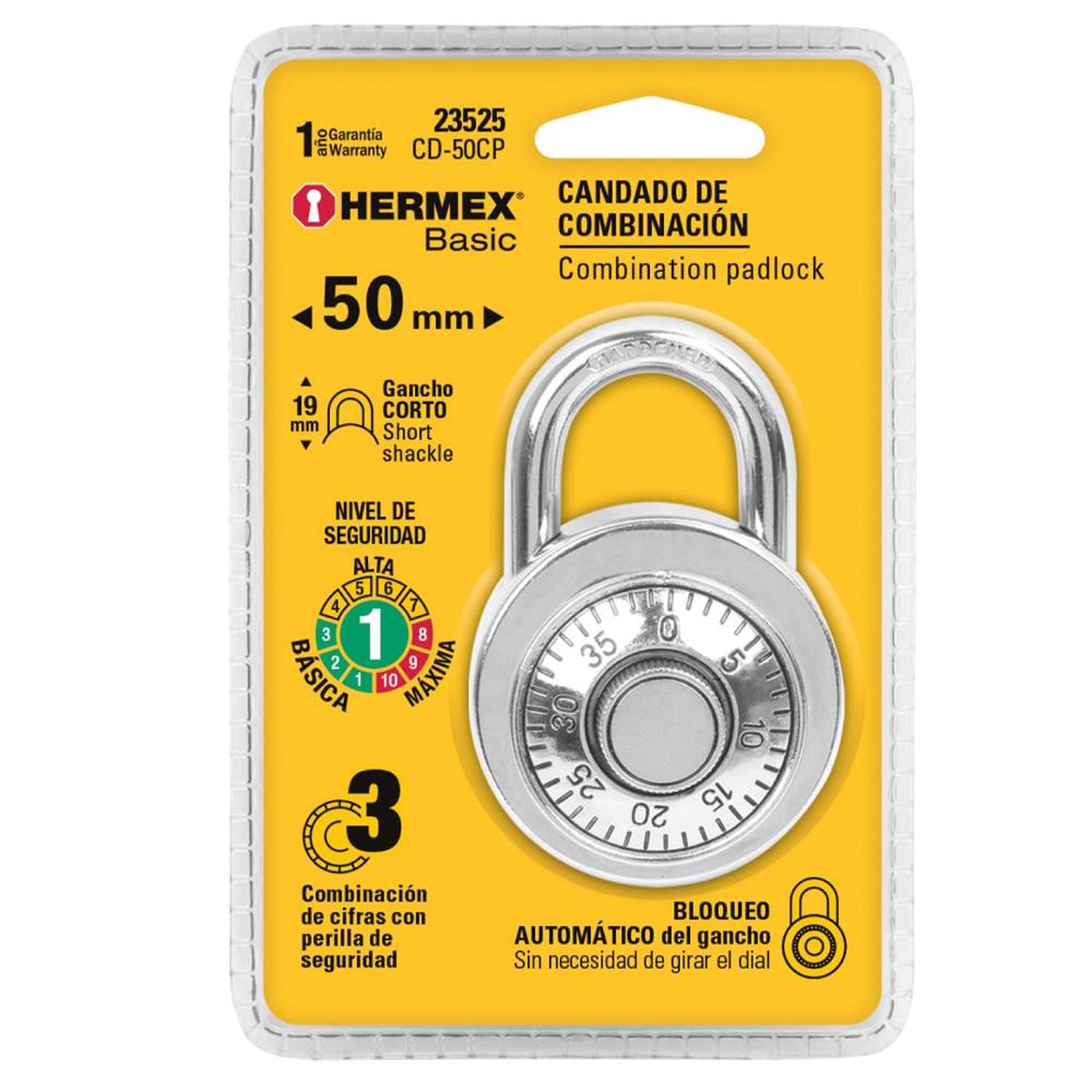 CANDADO DE ACERO 50 MM TIPO DISCO DE COMBINACION NIVEL 1 HERMEX 23525 - 2
