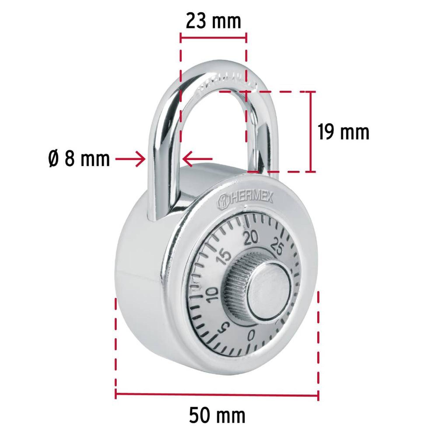 CANDADO DE ACERO 50 MM TIPO DISCO DE COMBINACION NIVEL 1 HERMEX 23525 - 3
