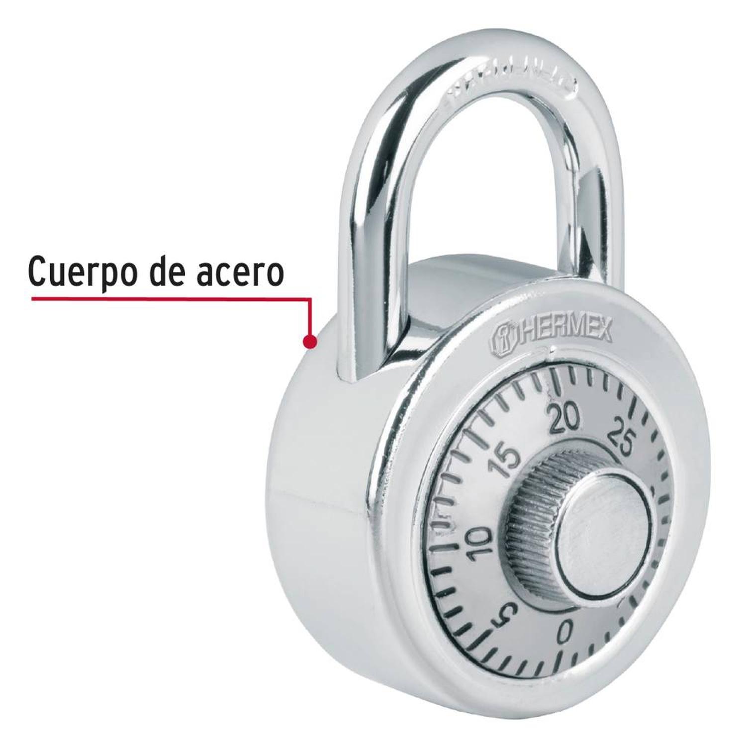 CANDADO DE ACERO 50 MM TIPO DISCO DE COMBINACION NIVEL 1 HERMEX 23525 - 4
