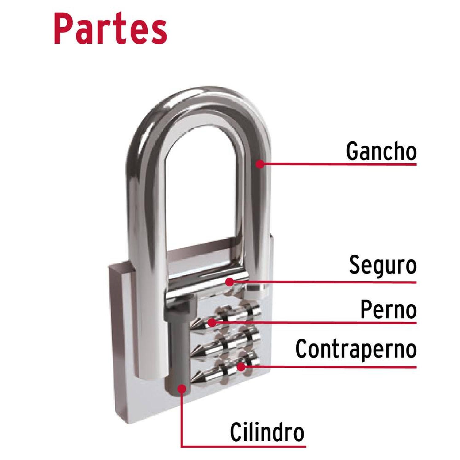 CANDADO DE HIERRO ARCO LARGO 45 MM CON LLAVE TRADICIONAL NIVEL 4 HERMEX 43324 - 4