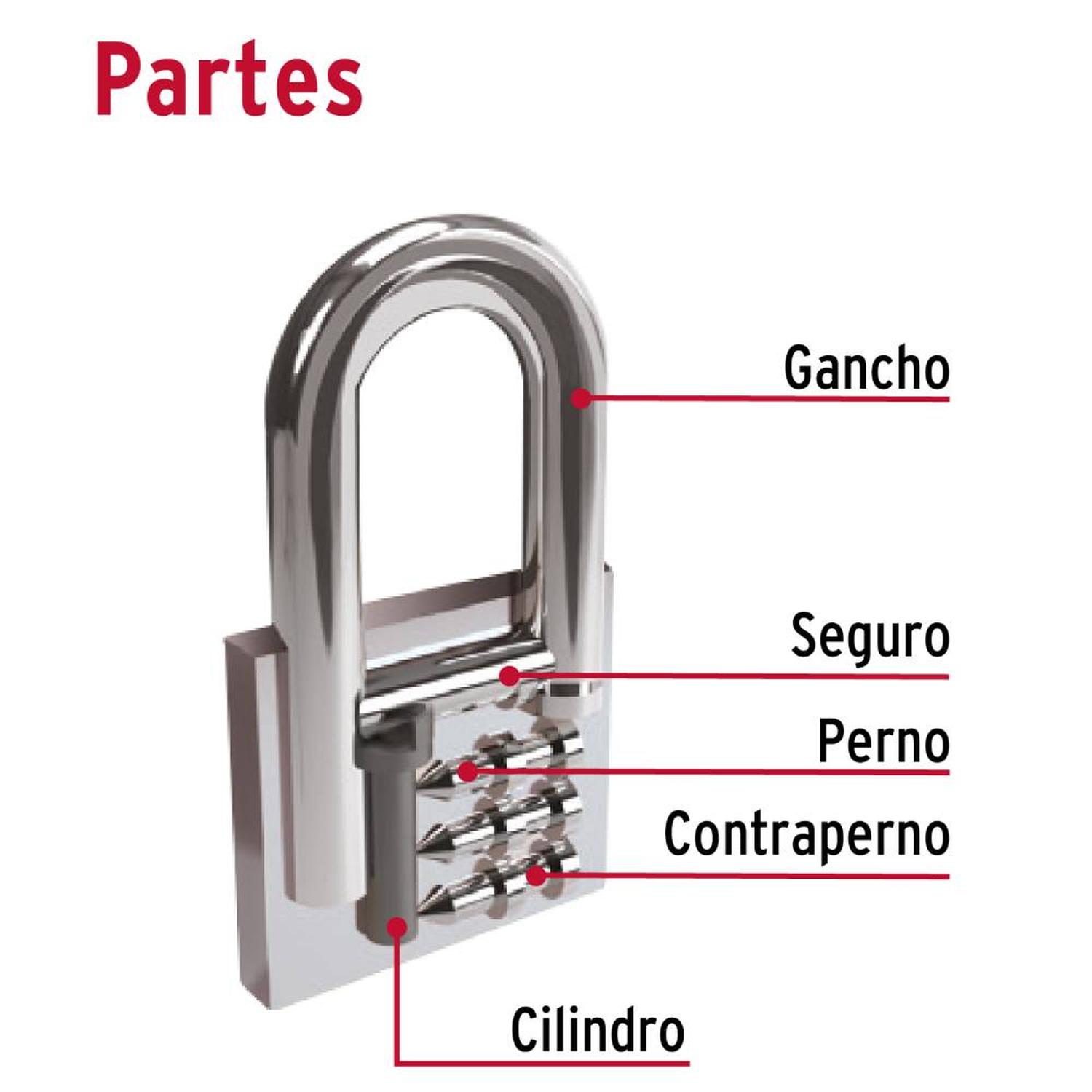 CANDADO DE HIERRO ARCO CORTO 50 MM CON LLAVE TRADICIONAL NIVEL 4 HERMEX 43317 - 4