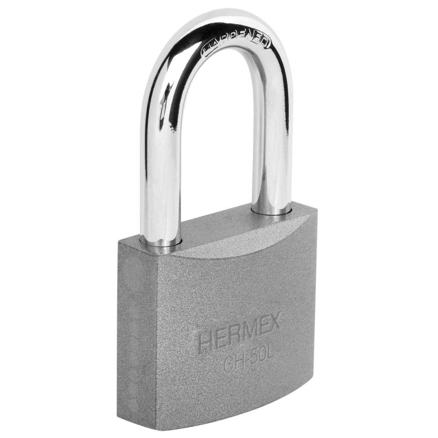 CANDADO DE HIERRO ARCO LARGO 50 MM CON LLAVE TRADICIONAL NIVEL 4 HERMEX 43325 - 1