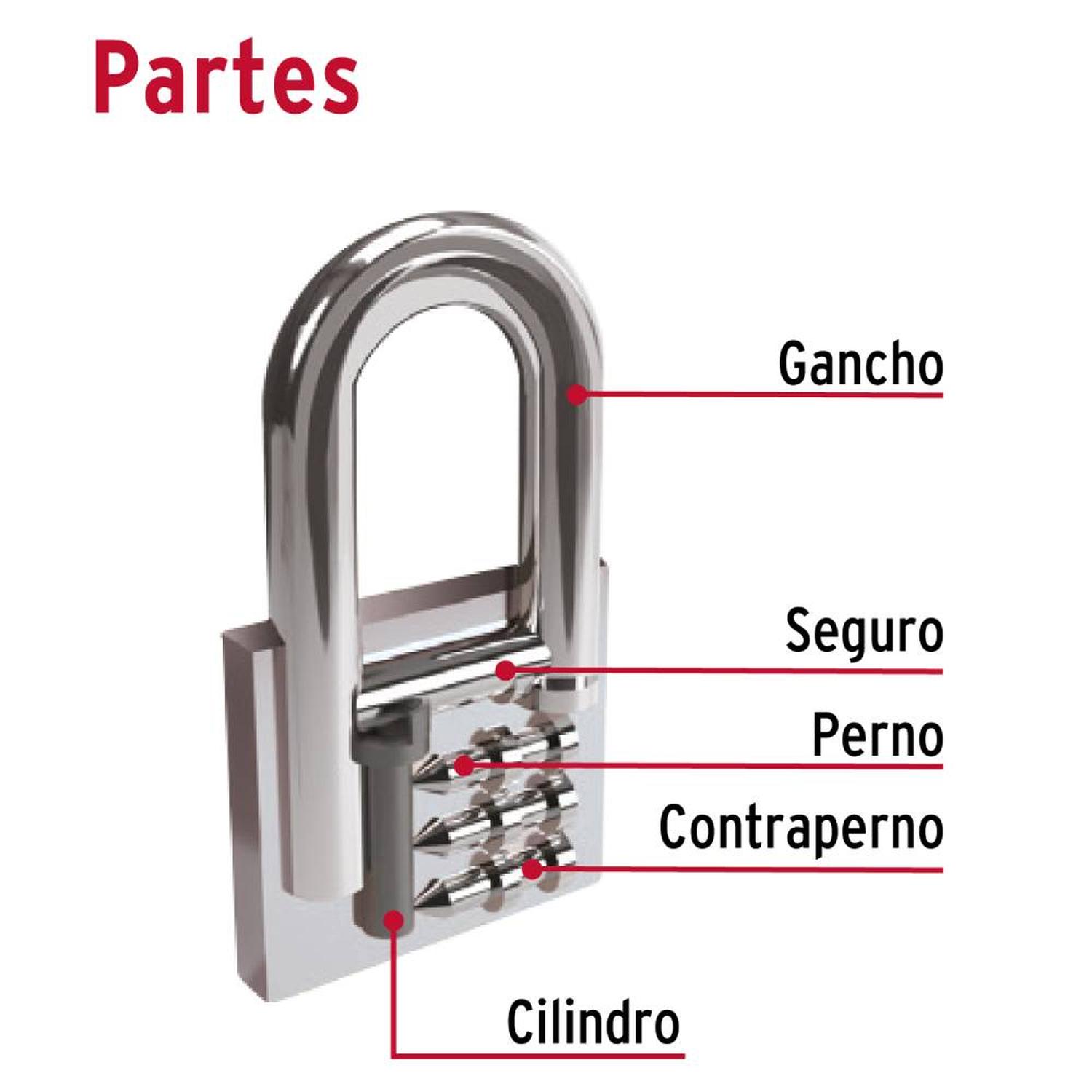 CANDADO DE HIERRO ARCO LARGO 50 MM CON LLAVE TRADICIONAL NIVEL 4 HERMEX 43325 - 4