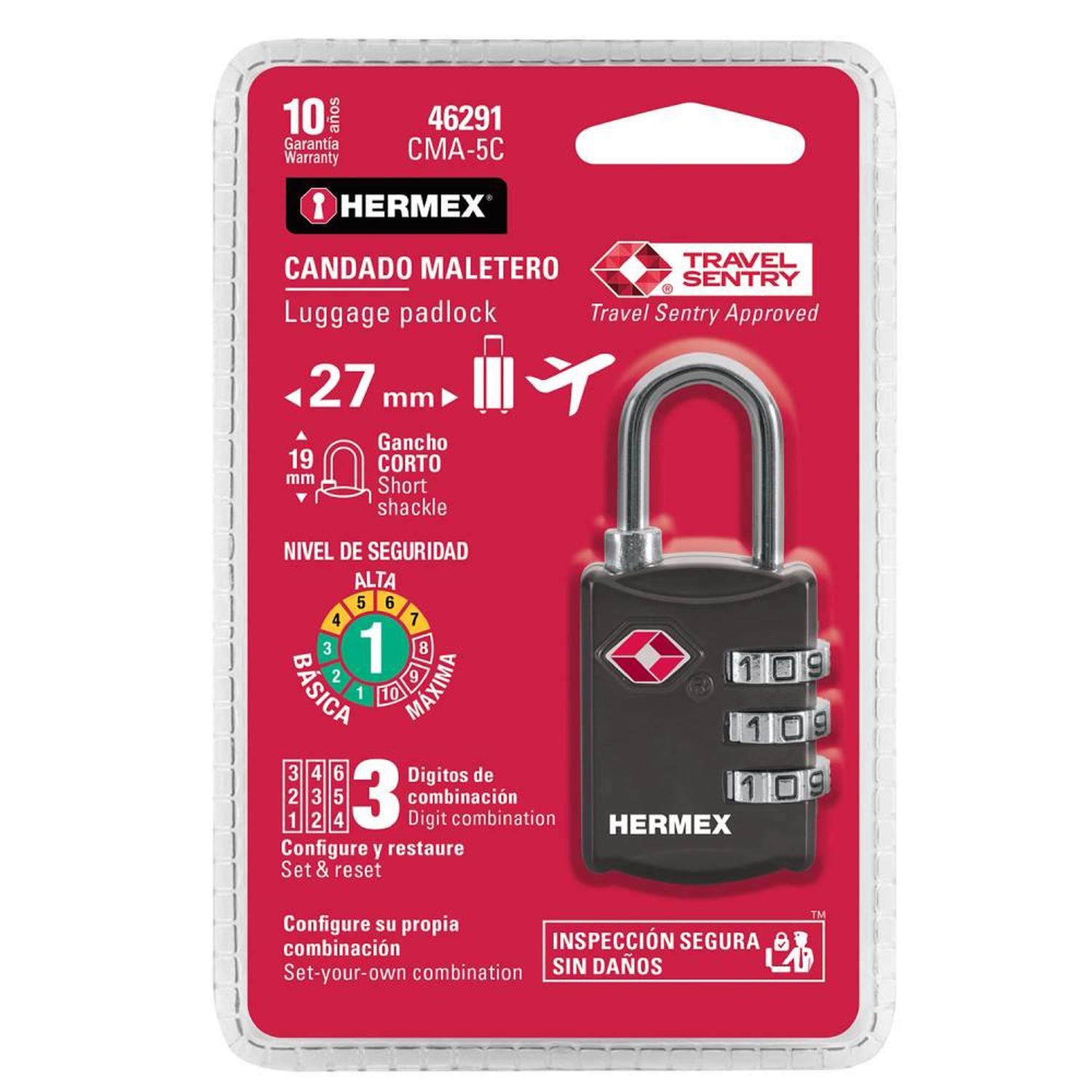 CANDADO DE COMBINACION PARA MALETERO 27 MM NIVEL 1 HERMEX 46291 - 2