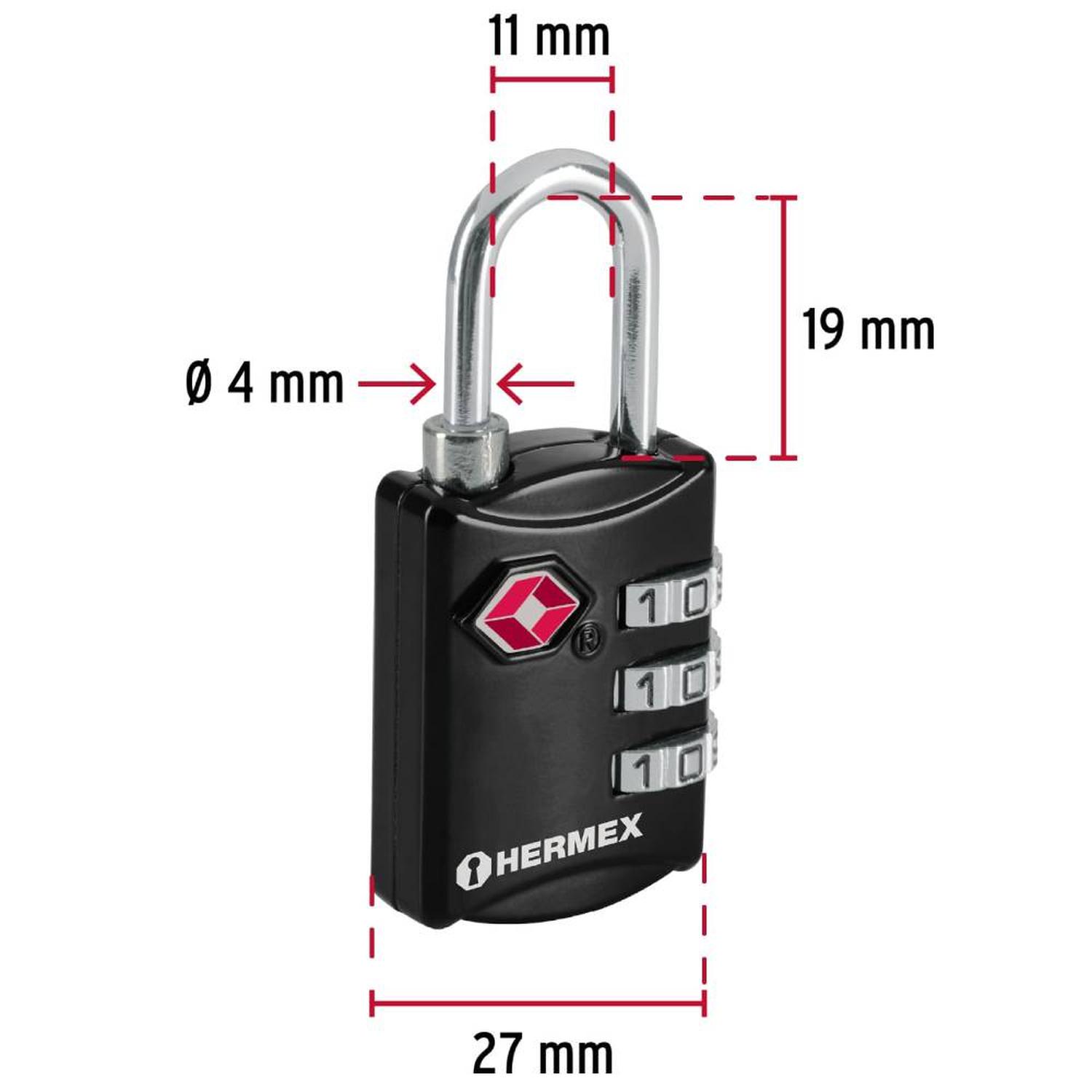 CANDADO DE COMBINACION PARA MALETERO 27 MM NIVEL 1 HERMEX 46291 - 3