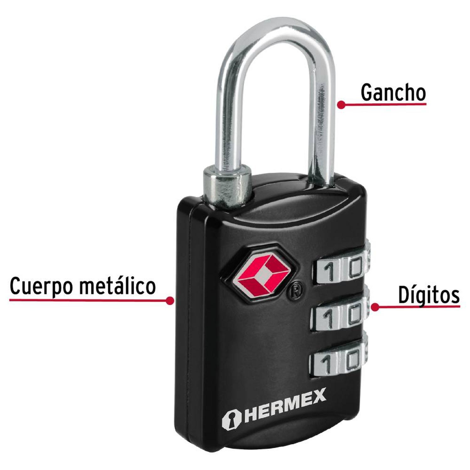 CANDADO DE COMBINACION PARA MALETERO 27 MM NIVEL 1 HERMEX 46291 - 4