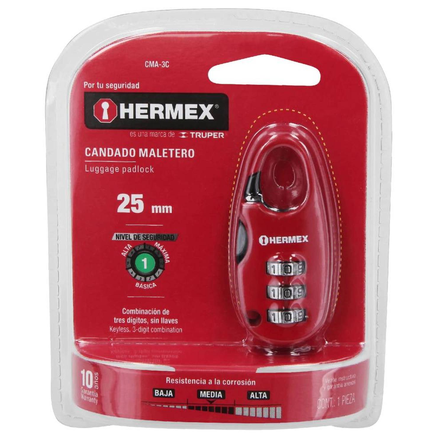 CANDADO DE COMBINACION PARA MALETERO 25 MM NIVEL 1 HERMEX 43350 - 2