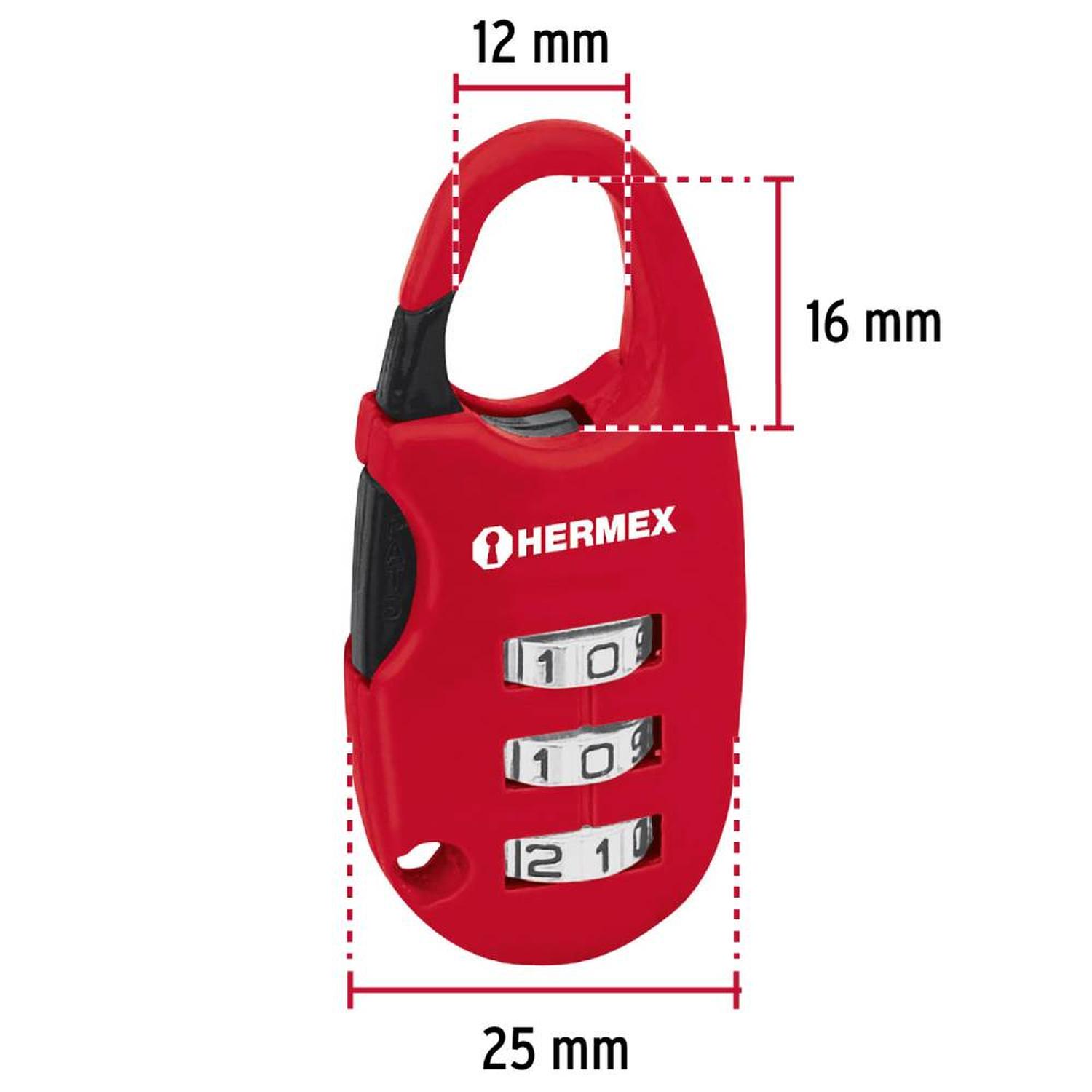 CANDADO DE COMBINACION PARA MALETERO 25 MM NIVEL 1 HERMEX 43350 - 4