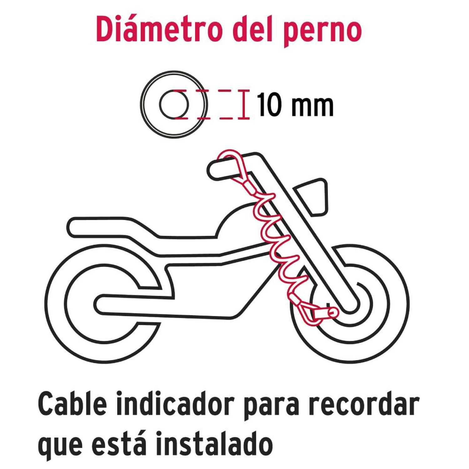CANDADO PARA DISCO DE MOTOCICLETA 10 MM CON LLAVE ANTI-GANZUA HERMEX 49623 - 5