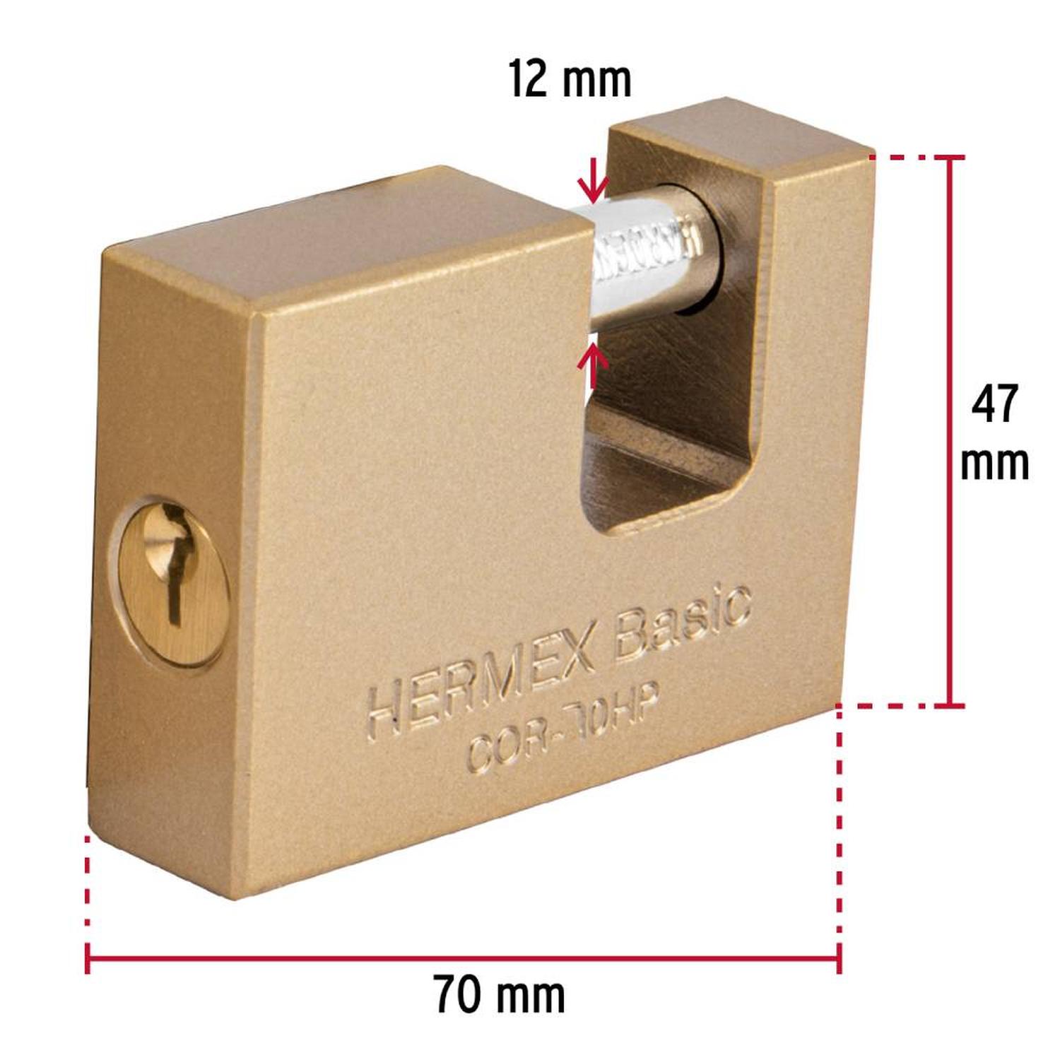 CANDADO DE HIERRO 70MM ANTIPALANCA CON LLAVE TRADICIONAL NIVEL 4 HERMEX 23540 - 2