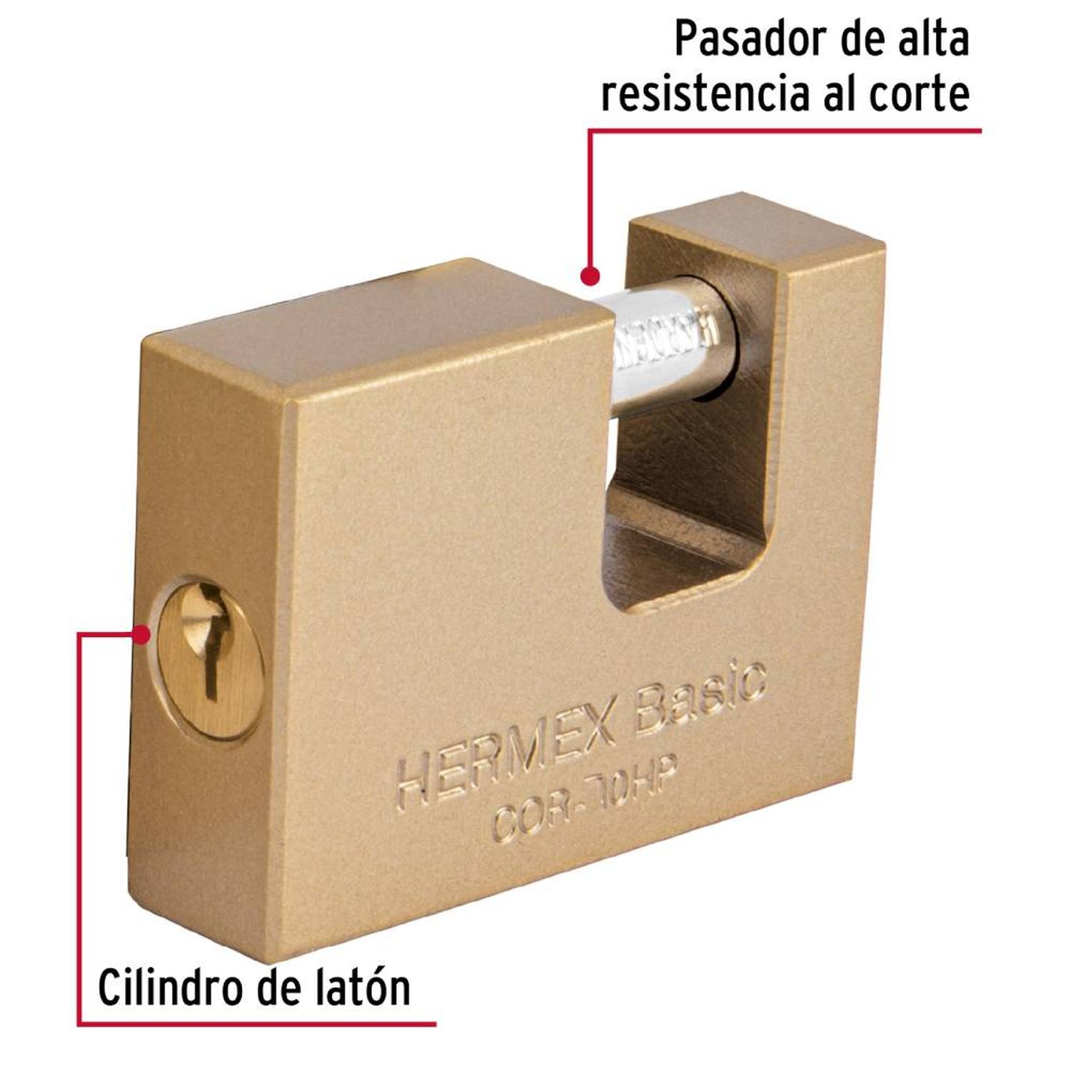 CANDADO DE HIERRO 70MM ANTIPALANCA CON LLAVE TRADICIONAL NIVEL 4 HERMEX 23540 - 3