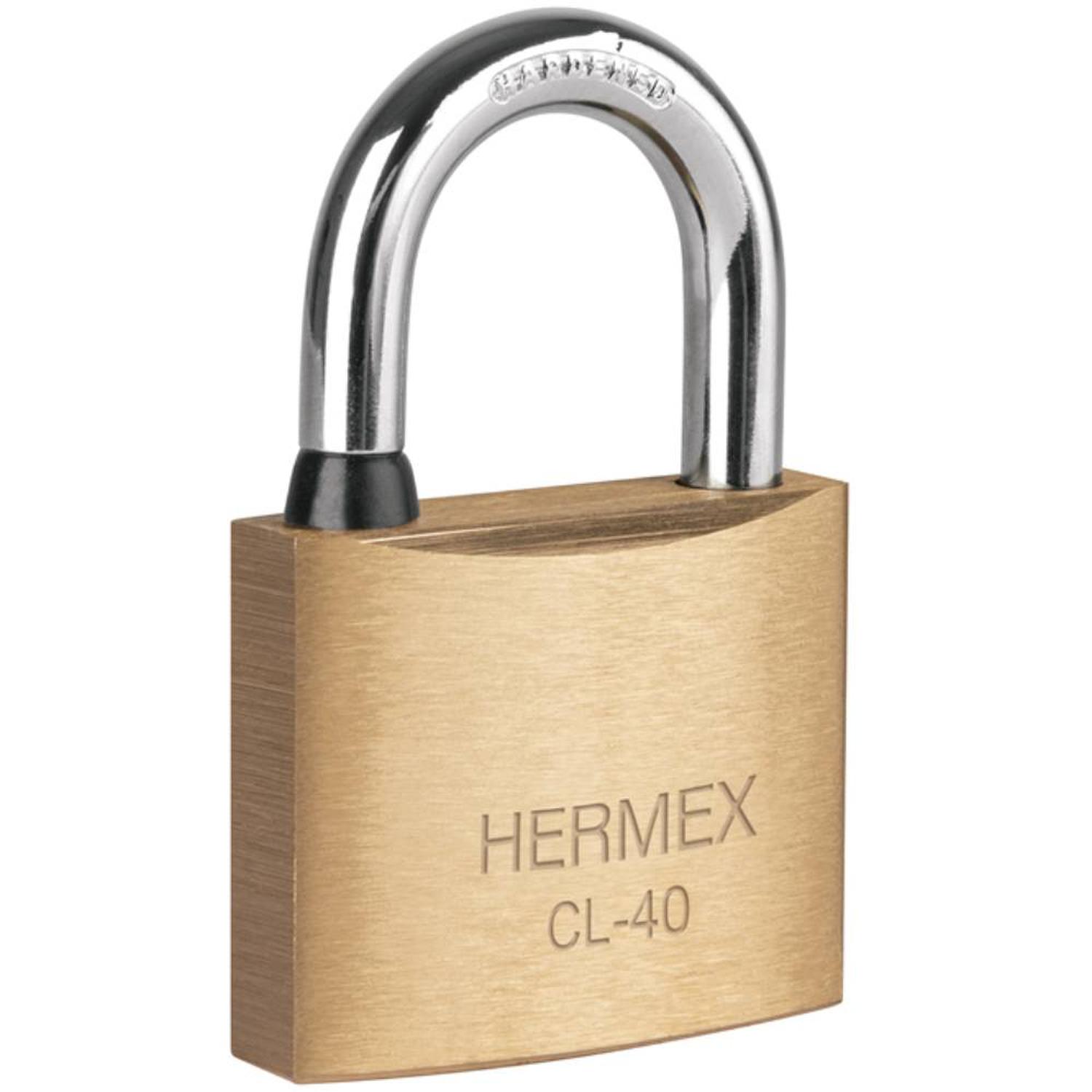 CANDADO DE LATON 40 MM ARCO CORTO CON LLAVE TRADICIONAL NIVEL 5 HERMEX 43428 - 1