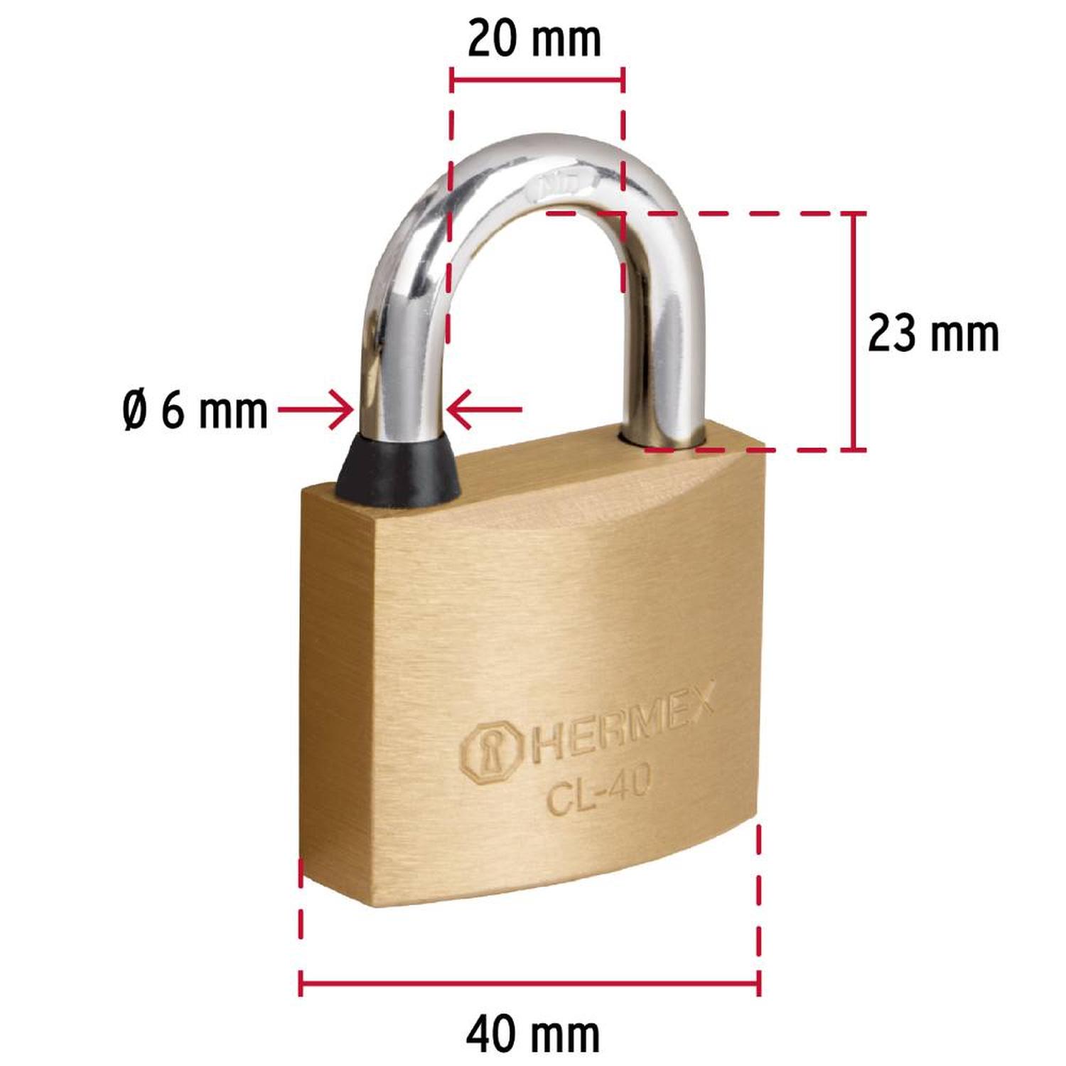 CANDADO DE LATON 40 MM ARCO CORTO CON LLAVE TRADICIONAL NIVEL 5 HERMEX 43428 - 4