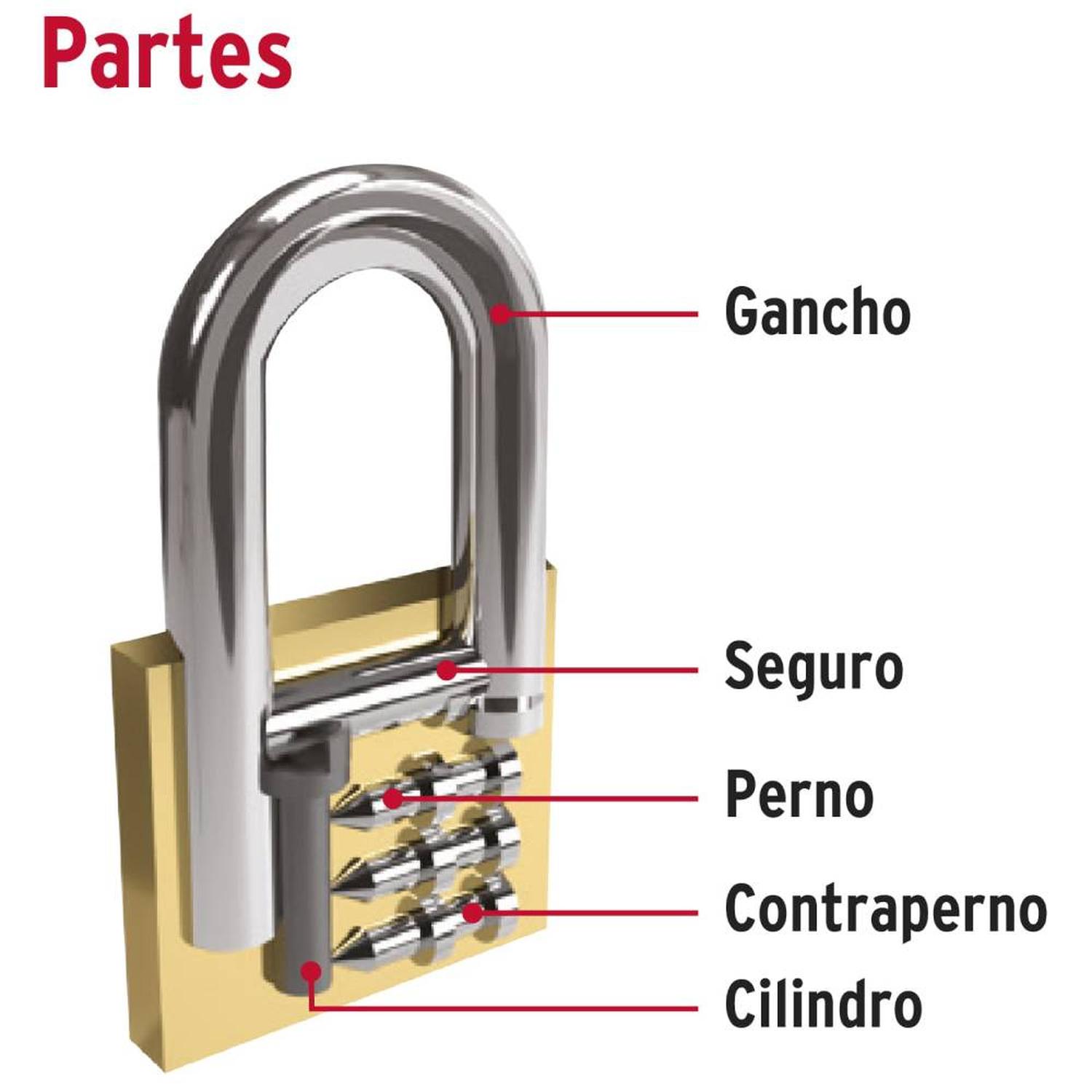 CANDADO DE LATON 60 MM ARCO CORTO CON LLAVE DE PUNTOS NIVEL 7 HERMEX 43302 - 3