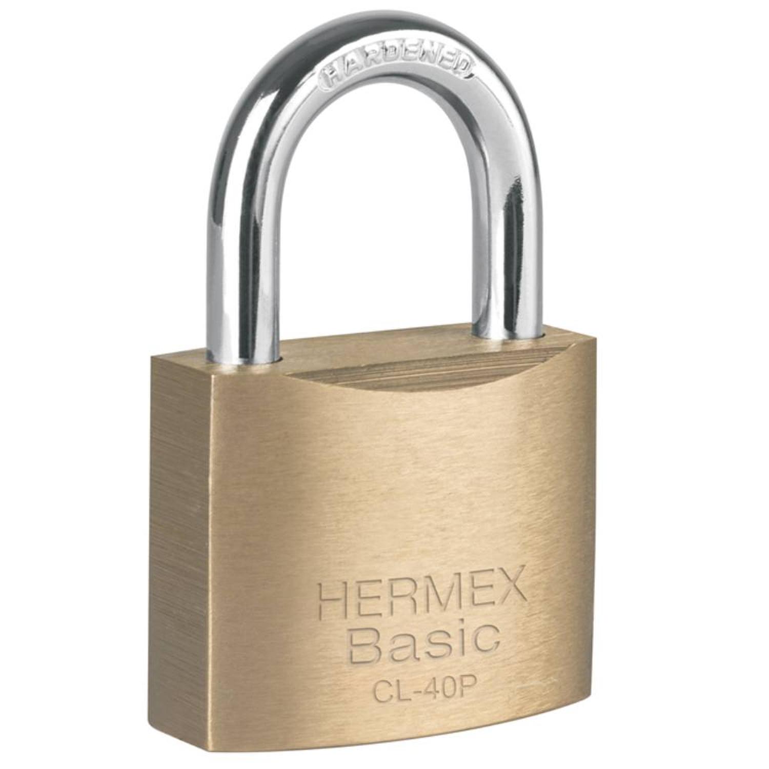 CANDADO DE LATON 40 MM ARCO CORTO CON LLAVE TRADICIONAL NIVEL 4 HERMEX 23515 - 1