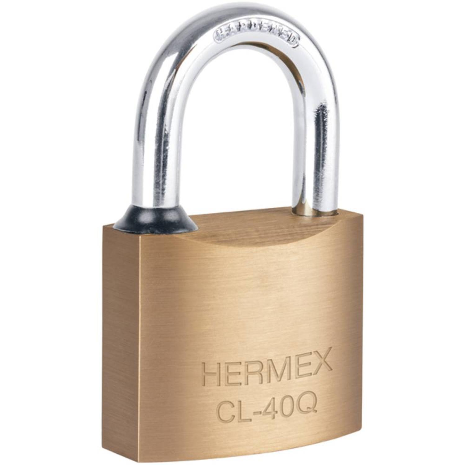 CANDADO DE LATON 40 MM ARCO CORTO CON LLAVE DE PUNTOS NIVEL 6 HERMEX 43300 - 1