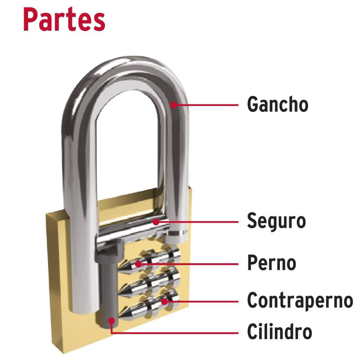 CANDADO DE LATON 40 MM ARCO CORTO CON LLAVE DE PUNTOS NIVEL 6 HERMEX 43300 - 3