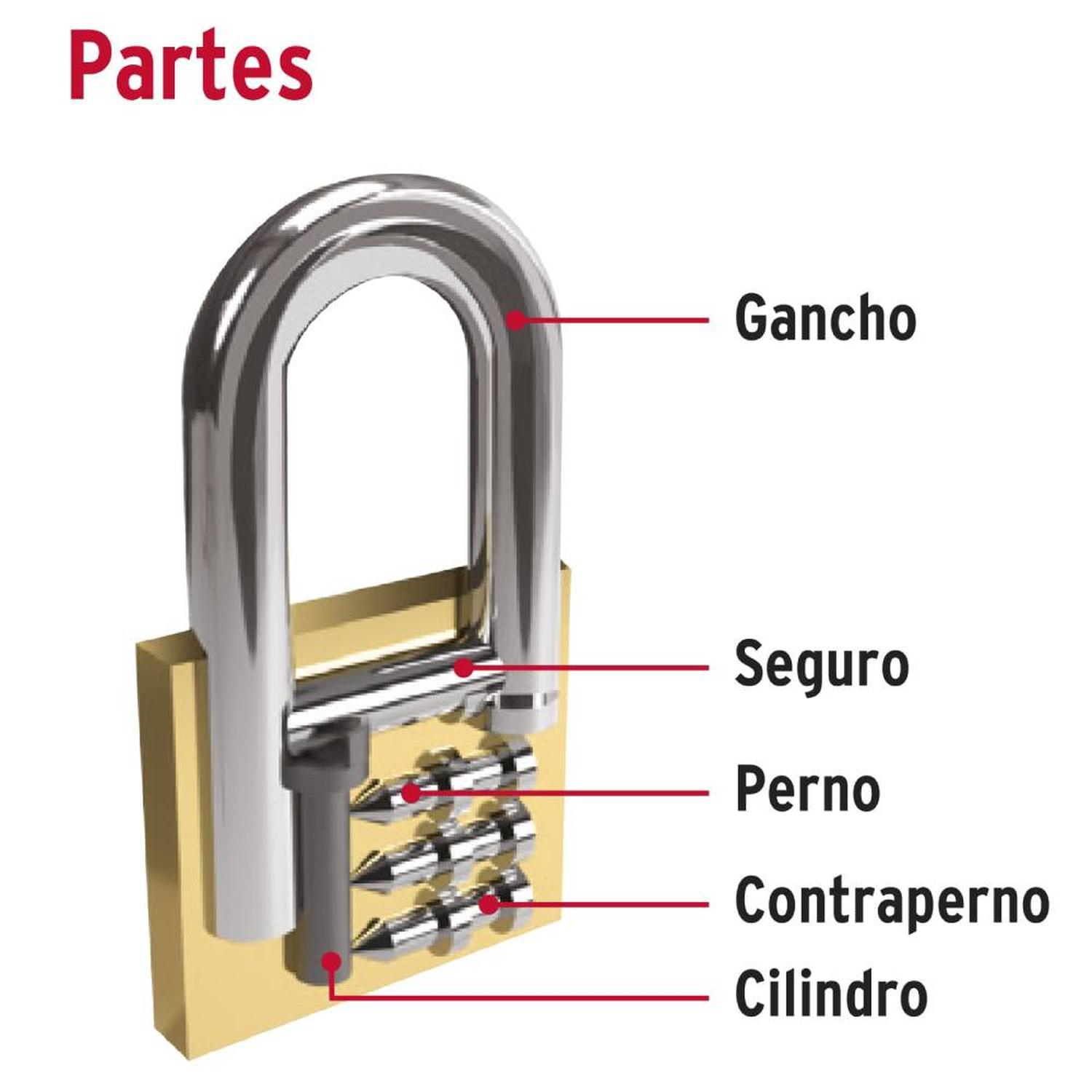 CANDADO DE LATON 50 MM ARCO EXTRA LARGO CON LLAVE TRADICIONAL NIVEL 6 HERMEX 43442 - 3
