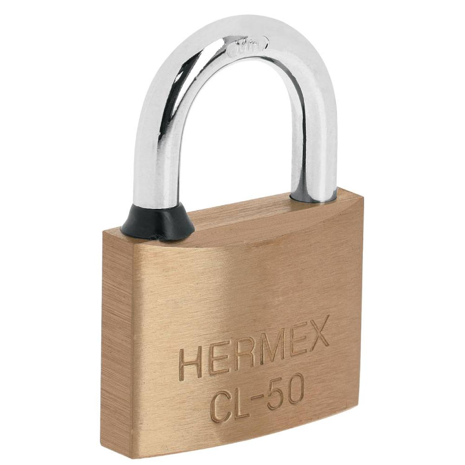 CANDADO DE LATON 50 MM ARCO CORTO CON LLAVE TRADICIONAL NIVEL 6 HERMEX 43430 - 1